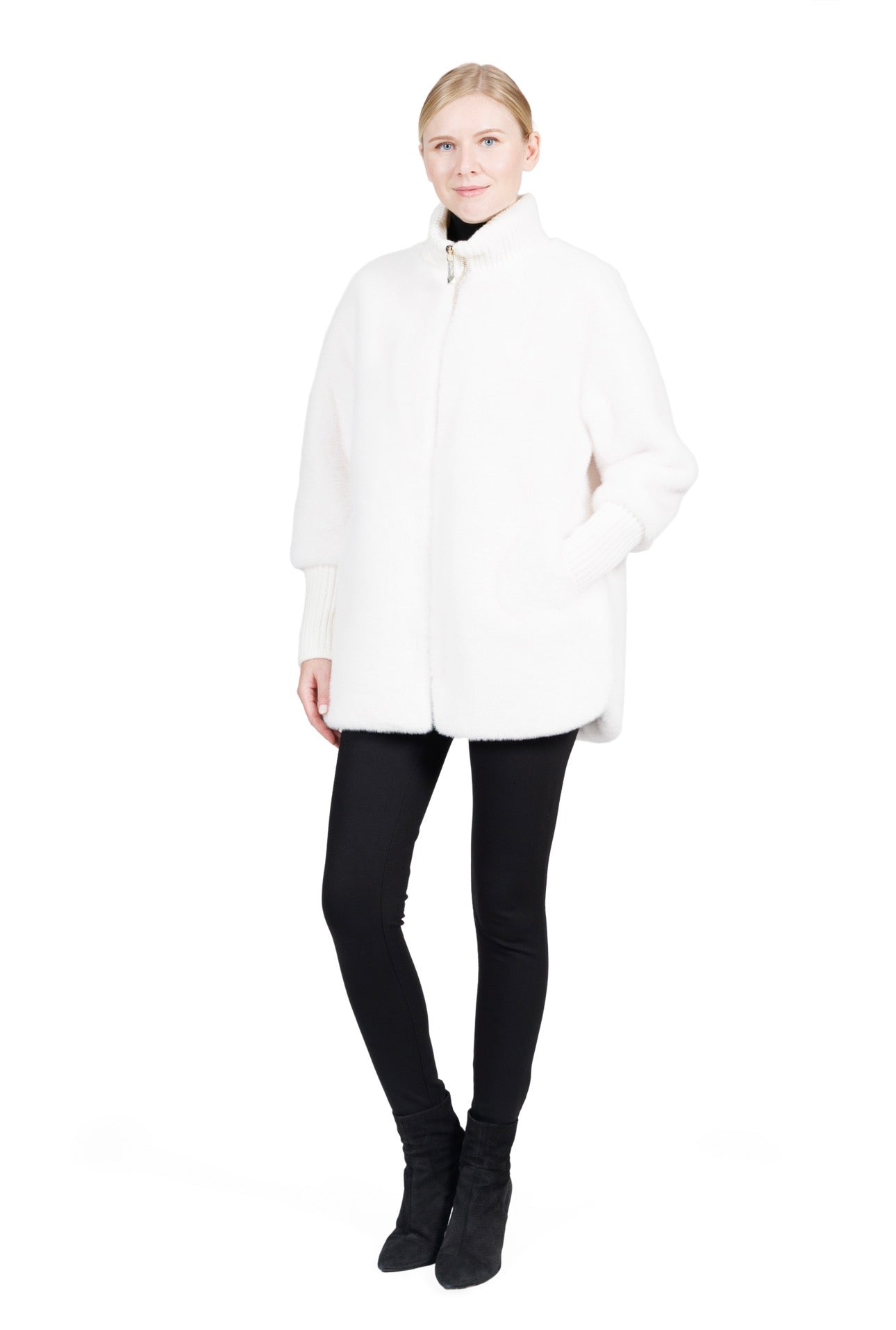 Bacharach- Faux mink coat with wool blend knit