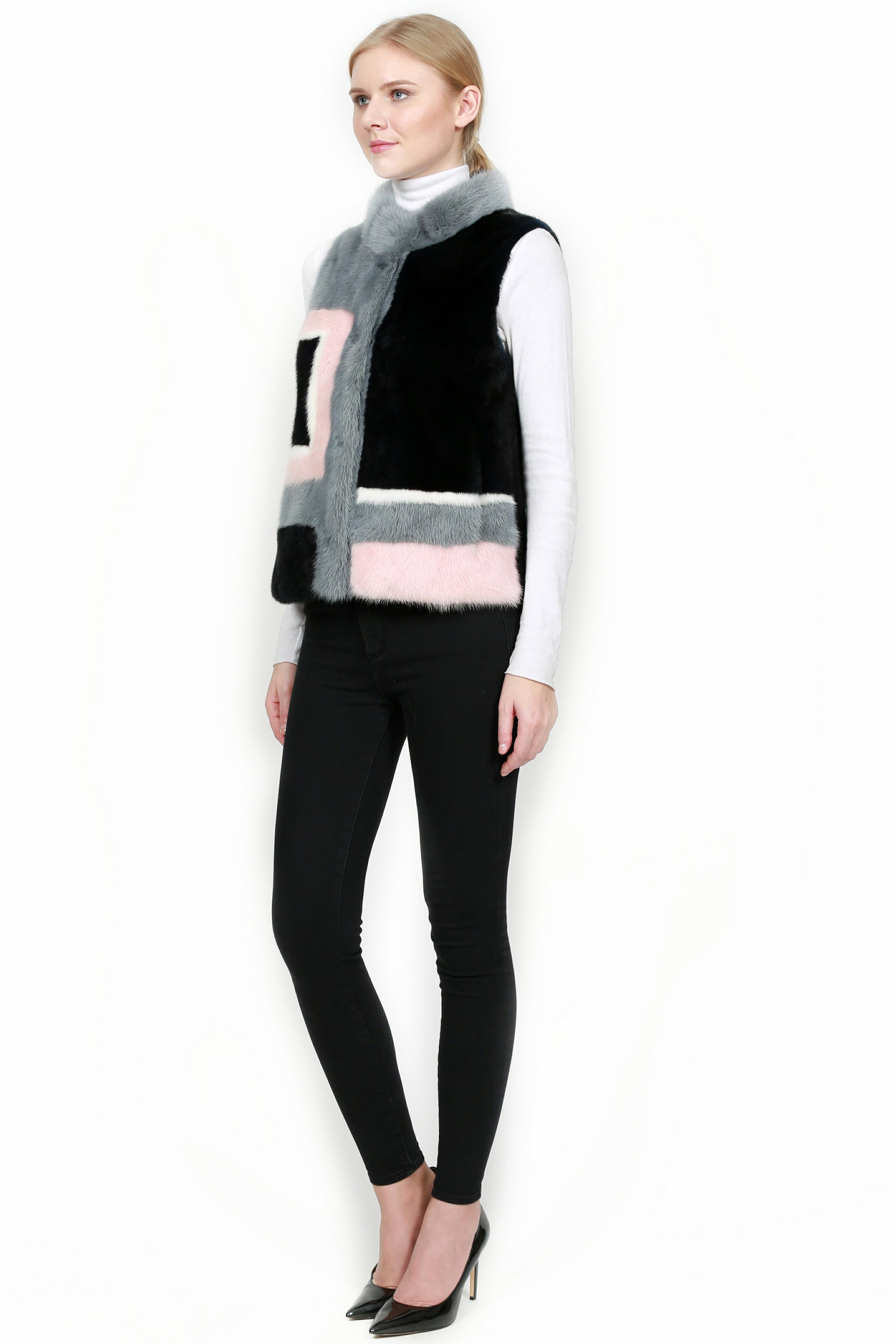 Ithaca- Reversible Colorblock Mink Vest
