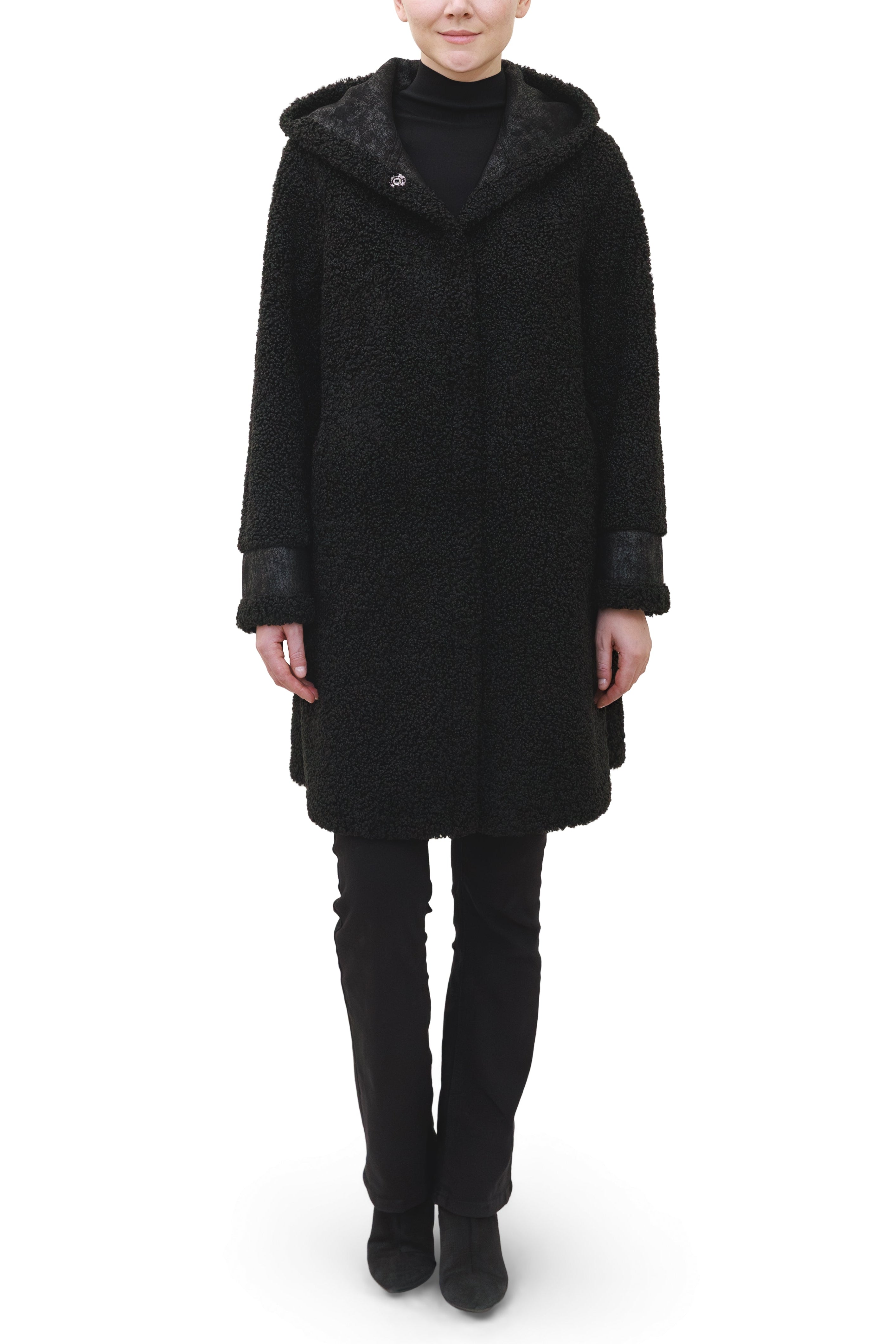 Starlake - Reversible faux sherpa coat with hood