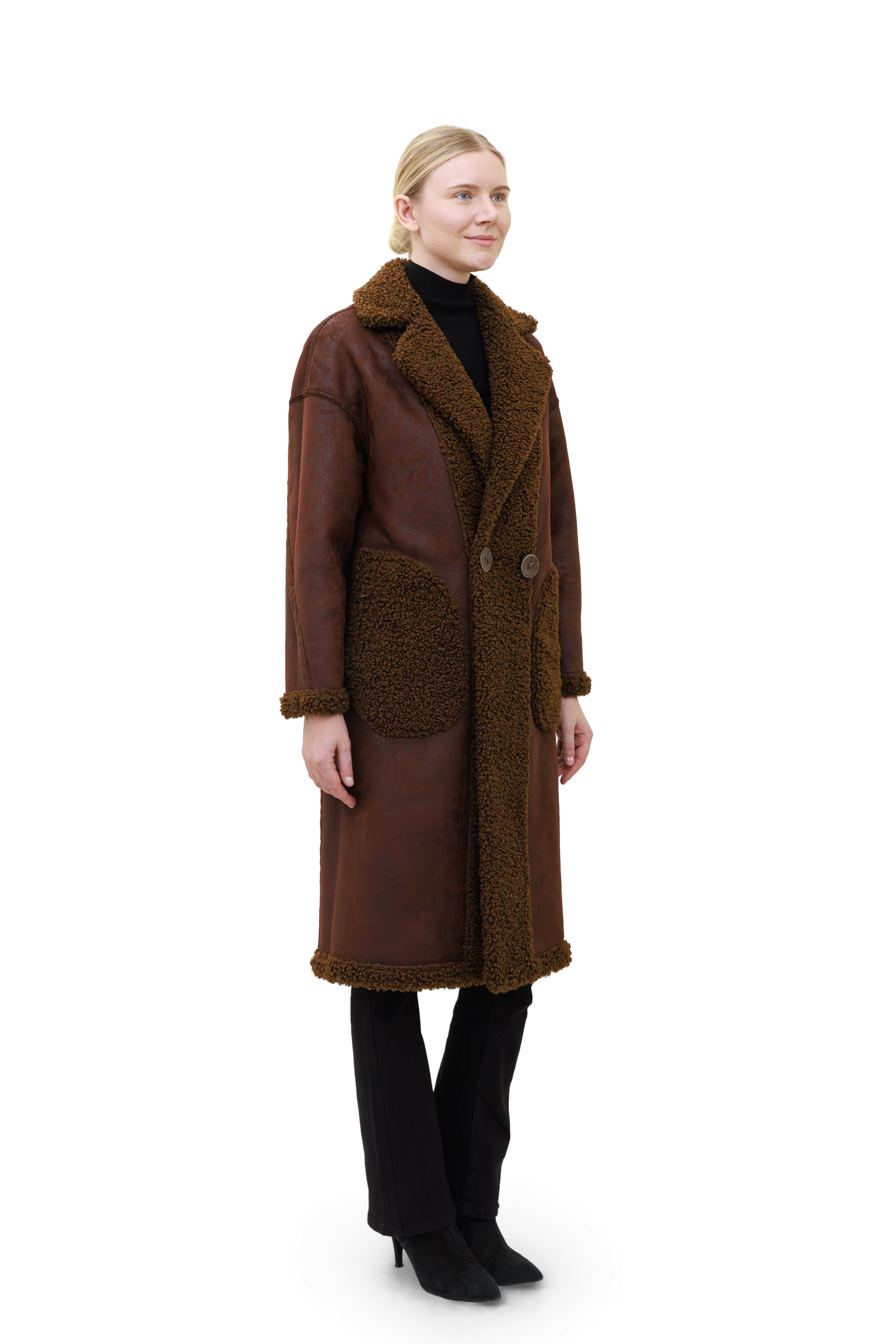 Birchwood - Reversible faux sherpa coat with notch collar