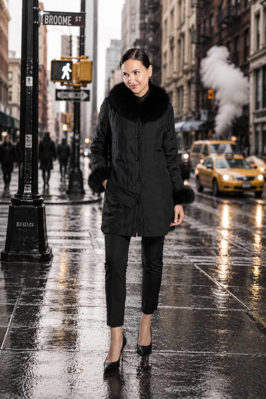 BROADWAY - Lightweight Chevron Fox Reversible Microfabric Jacket