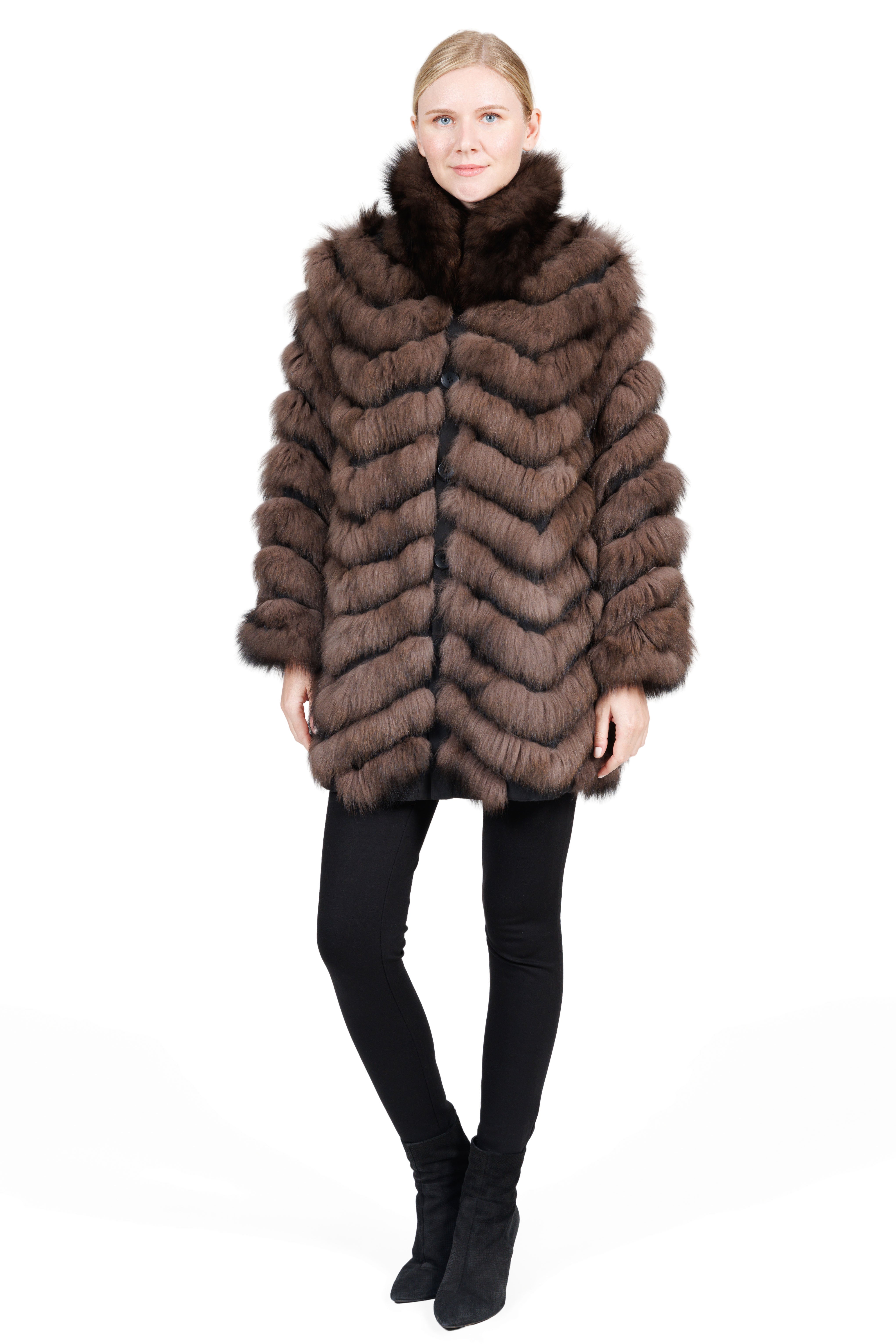 BROADWAY - Lightweight Chevron Fox Reversible Microfabric Jacket