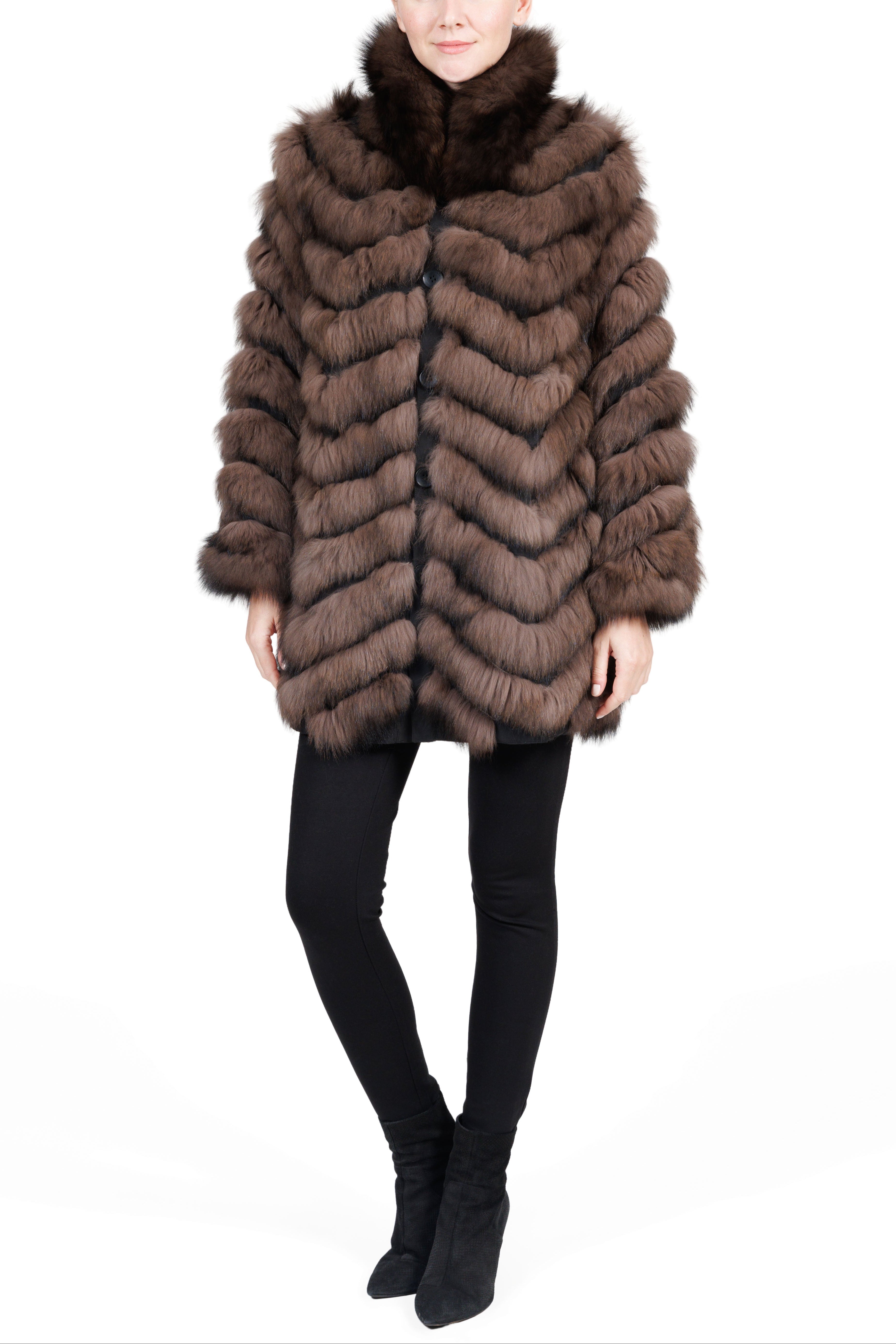 BROADWAY - Lightweight Chevron Fox Reversible Microfabric Jacket
