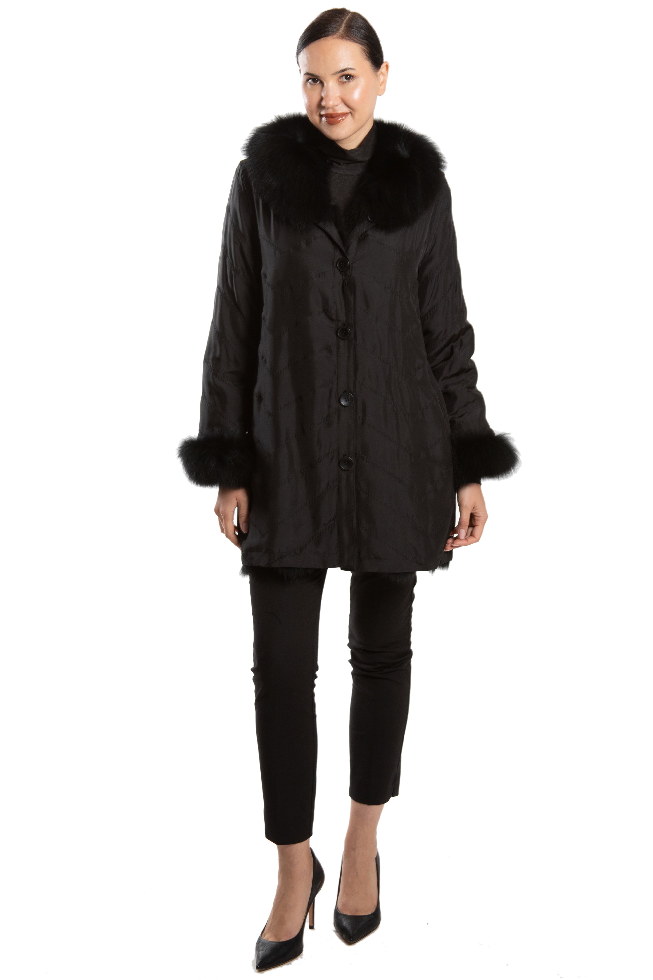 BROADWAY - Lightweight Chevron Fox Reversible Microfabric Jacket