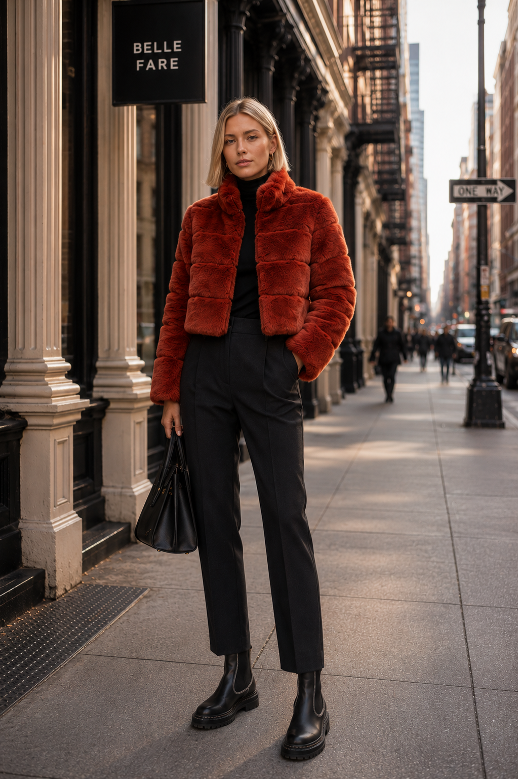 DEVON - Short Faux Rex Fur Jacket