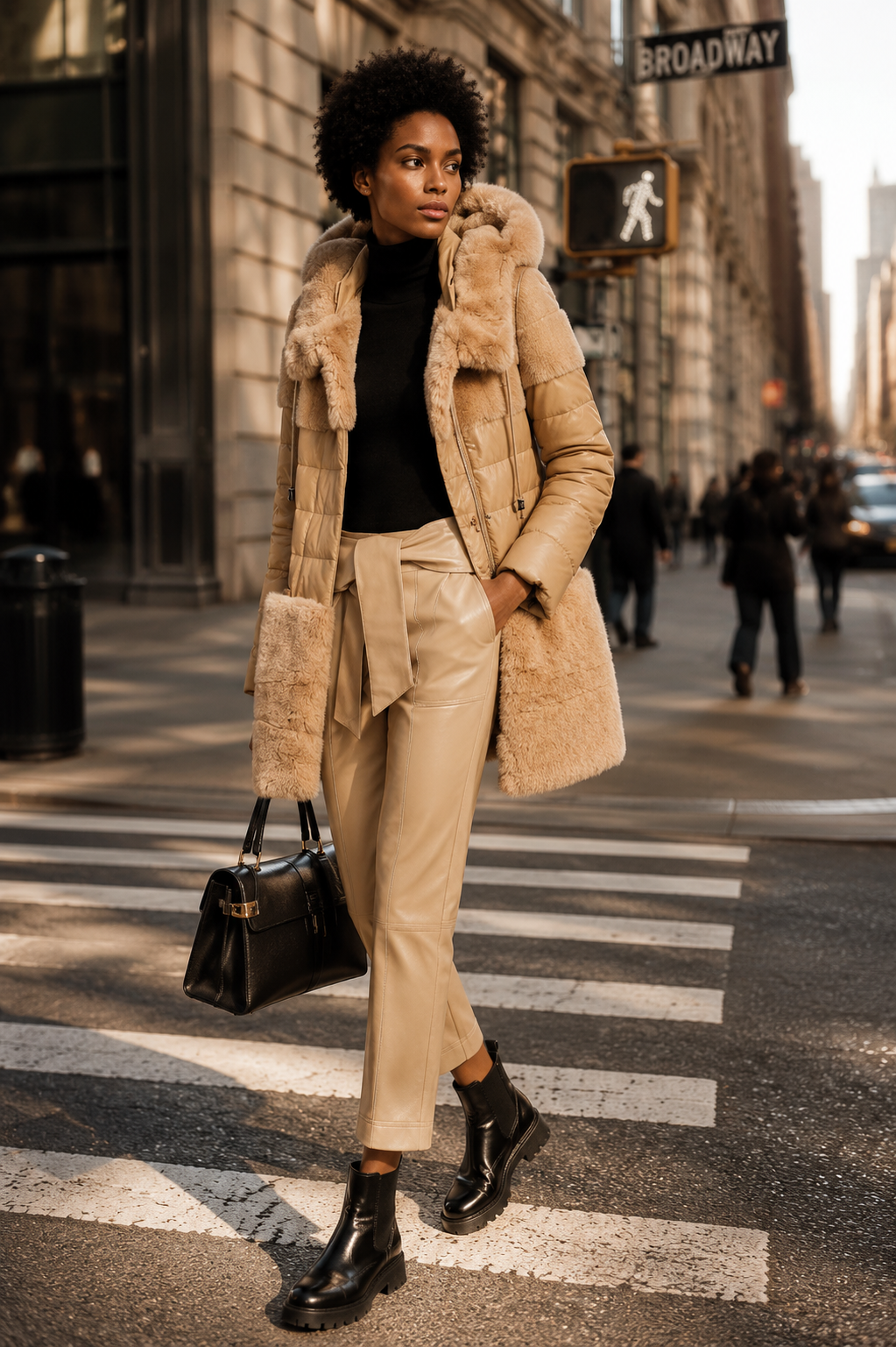 ERIKA - Faux Fur Belted Down Jacket
