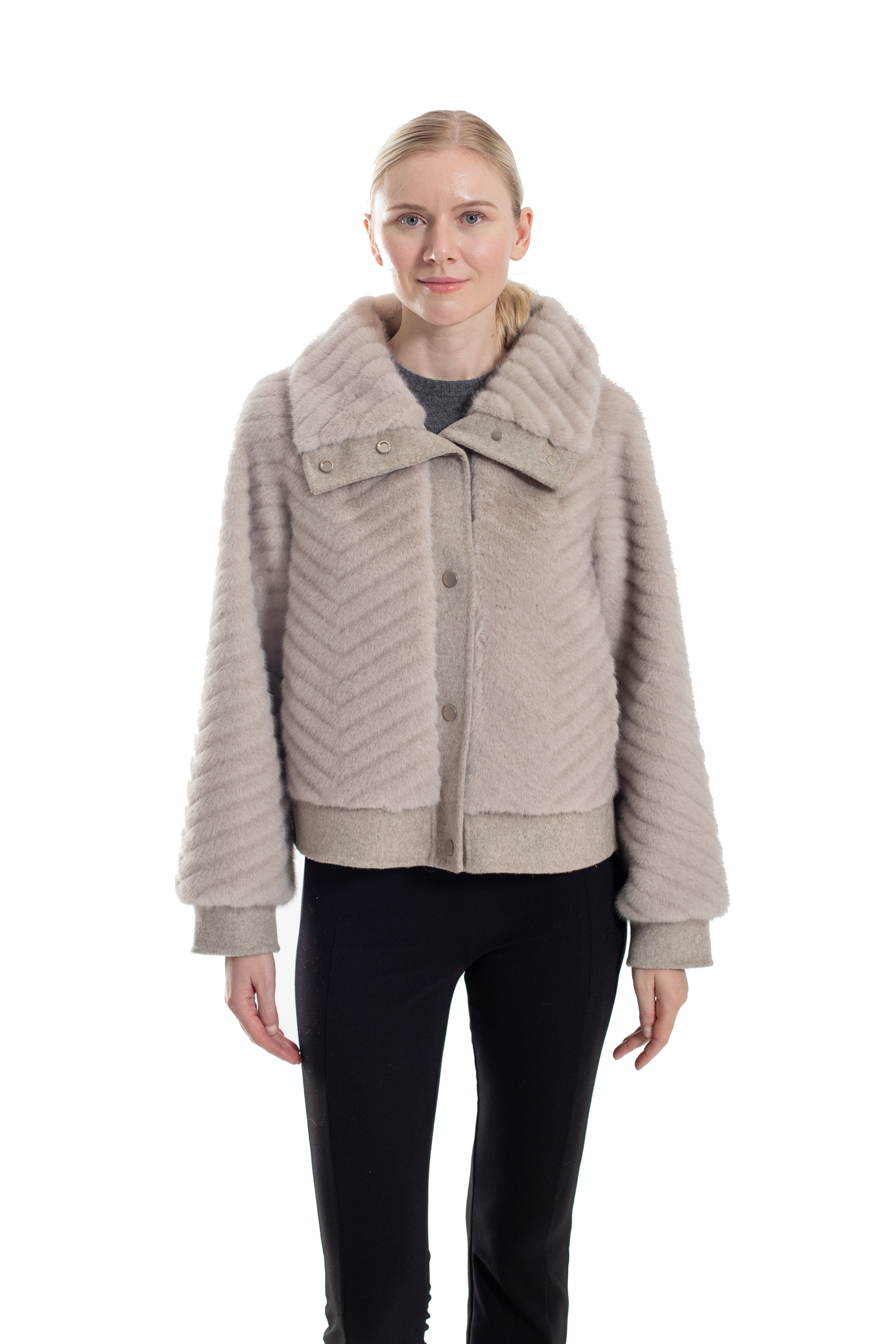 Whitby - Faux Mink Chevron Jacket