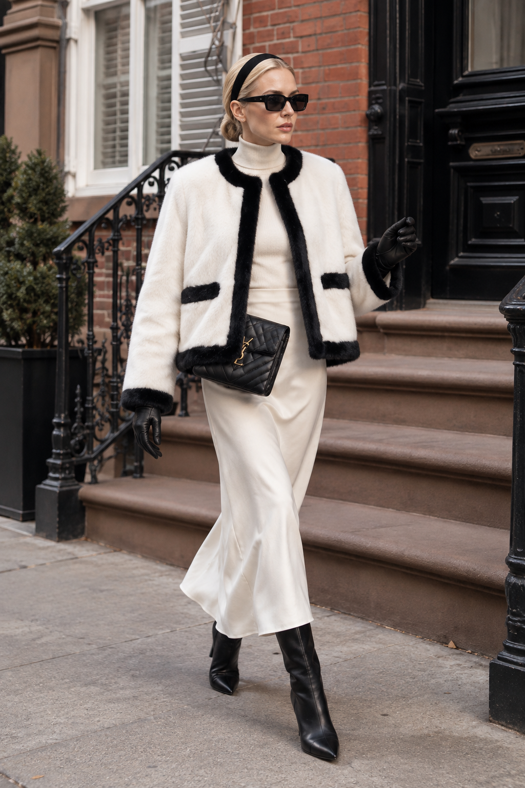 Maplewood - Faux Mink Contrast-Trim Jacket