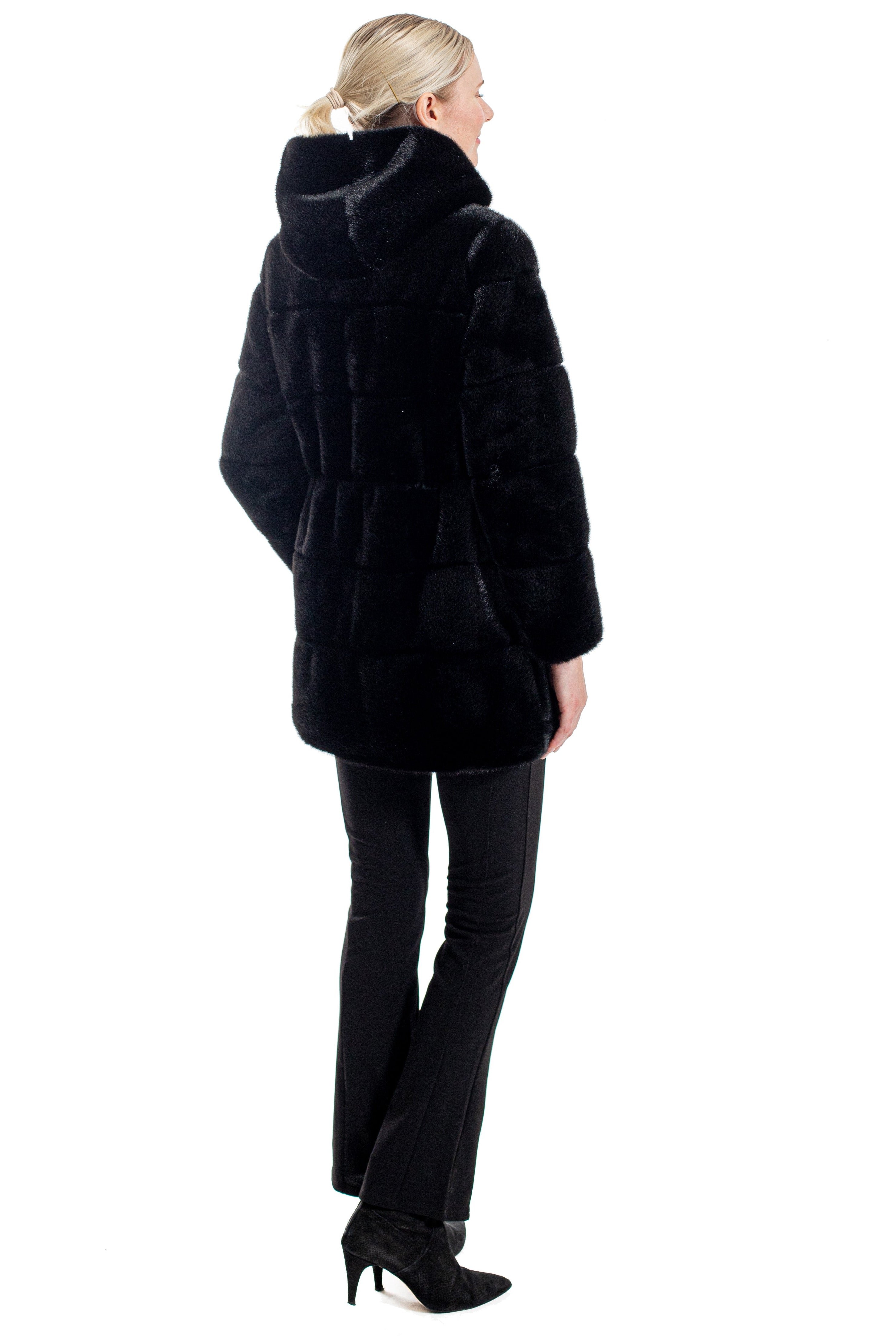 Marietta - Faux Mink Hooded Drawstring Jacket