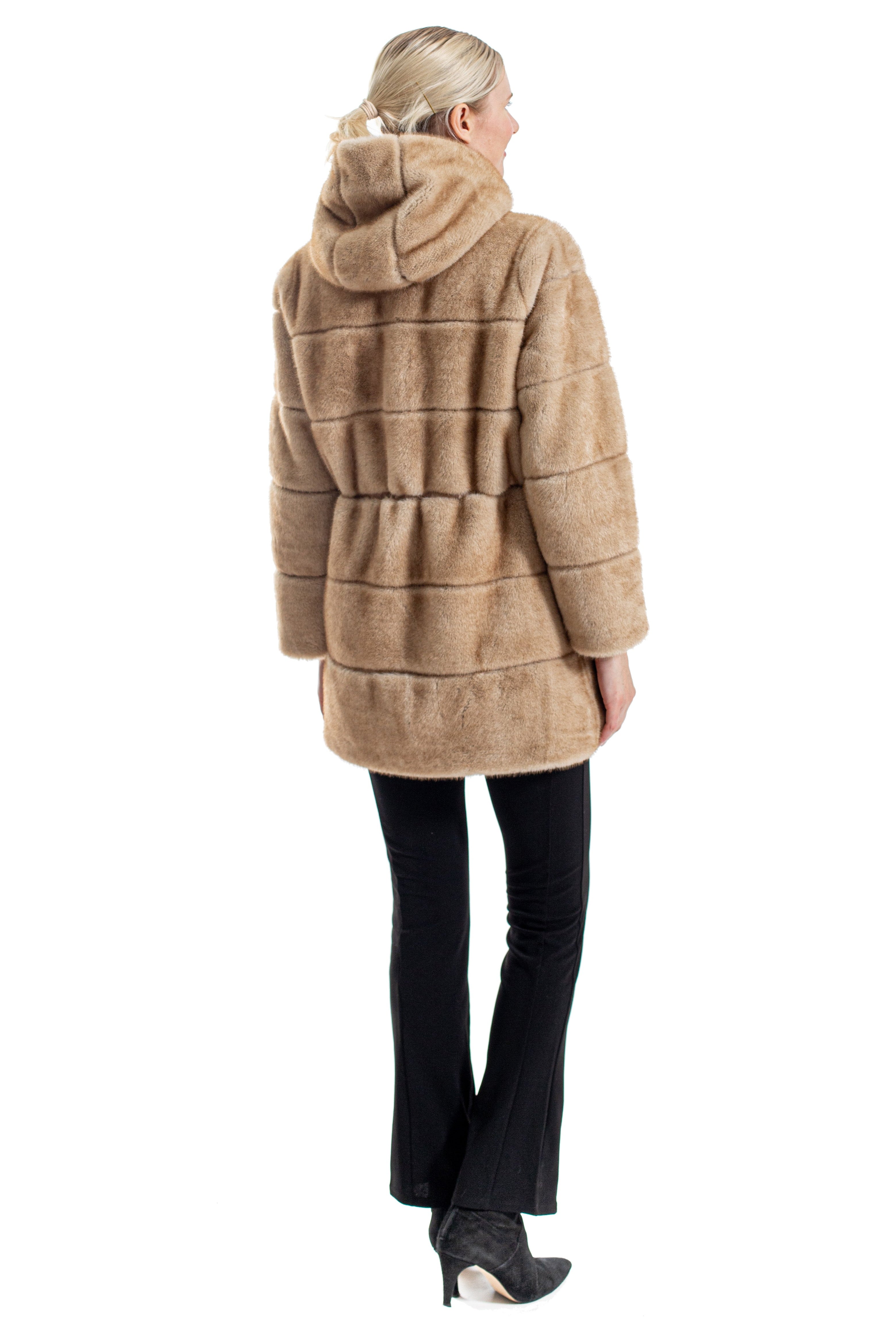 Marietta - Faux Mink Hooded Drawstring Jacket