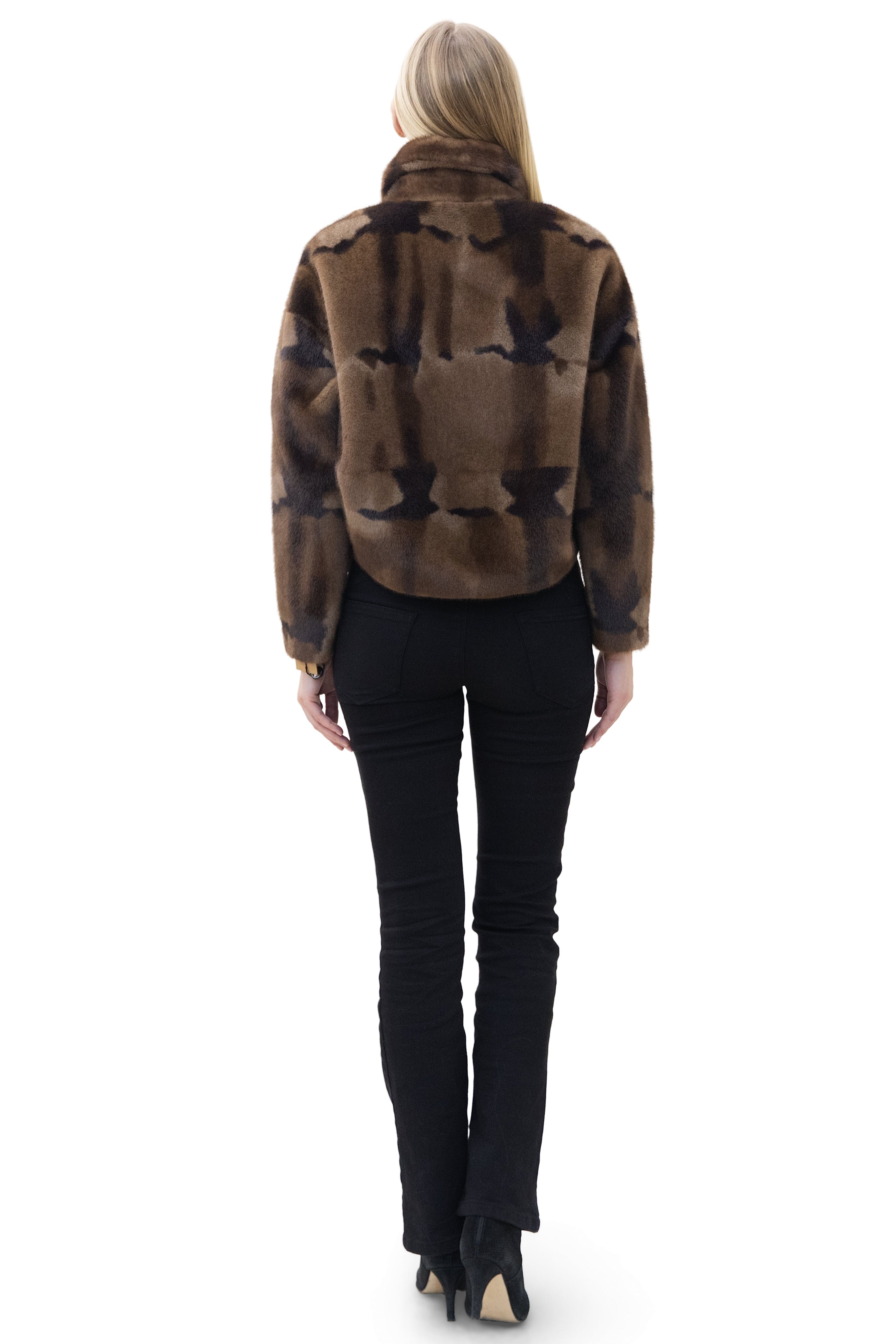 Interlaken- Short Faux Mink Camo Jacket