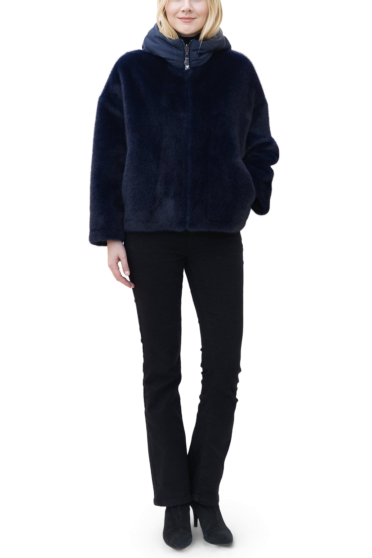 Andermatt- Reversible Faux Mink Bomber Jacket with Puffer Hood