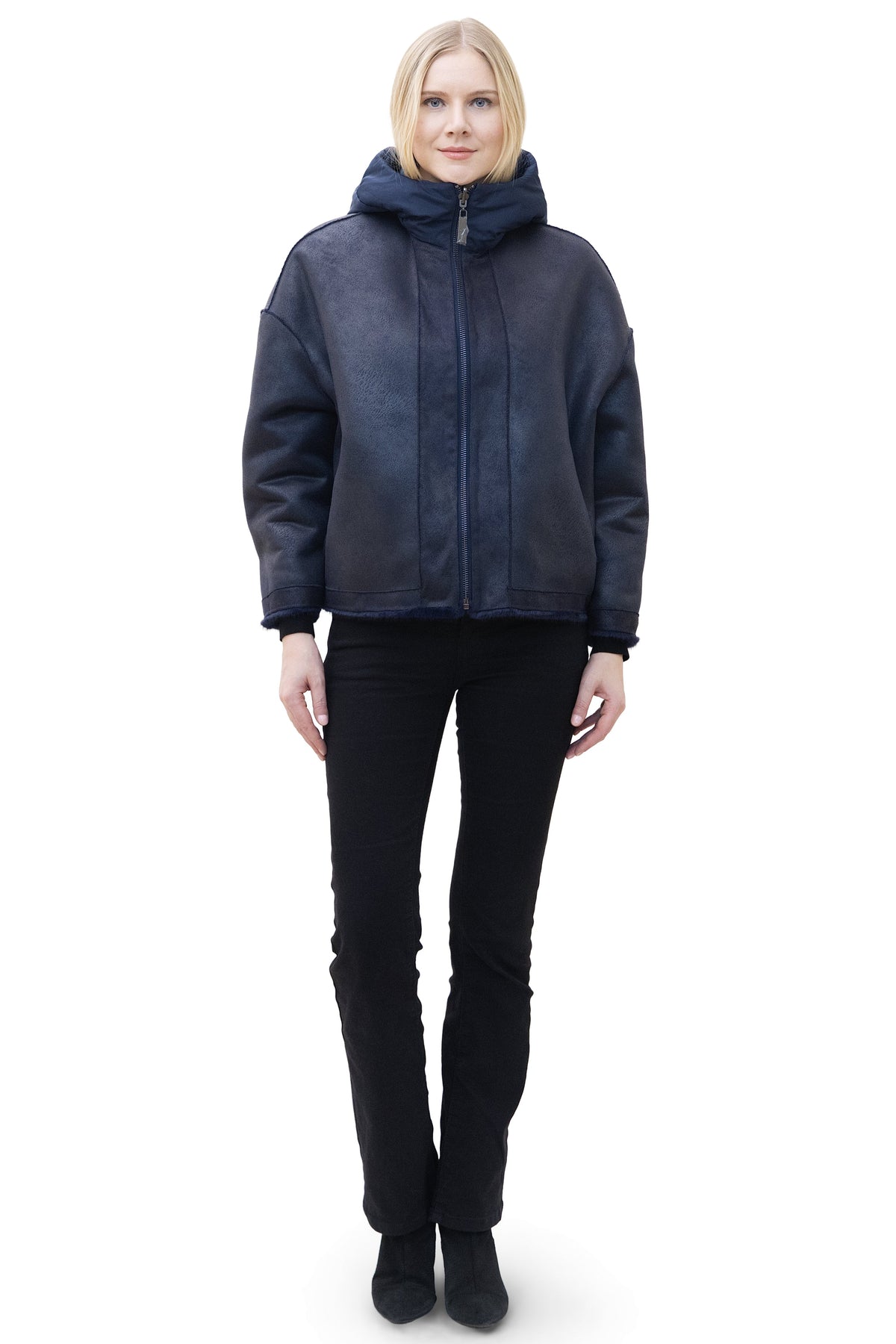Andermatt- Reversible Faux Mink Bomber Jacket with Puffer Hood
