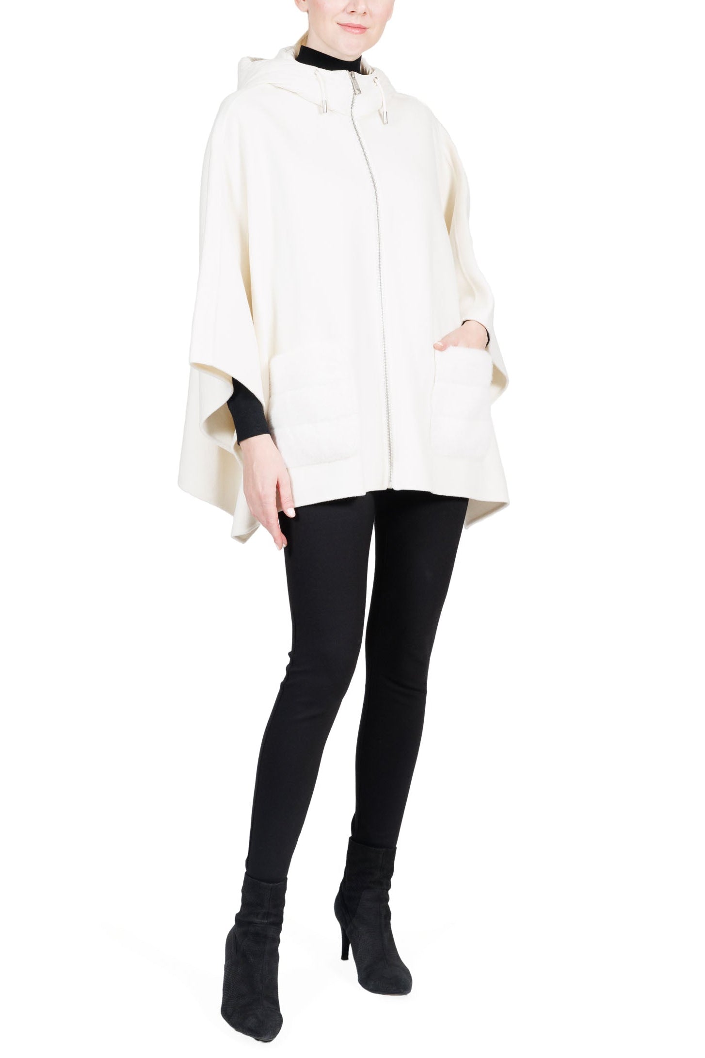 Vail- Cashmere hooded cape coat