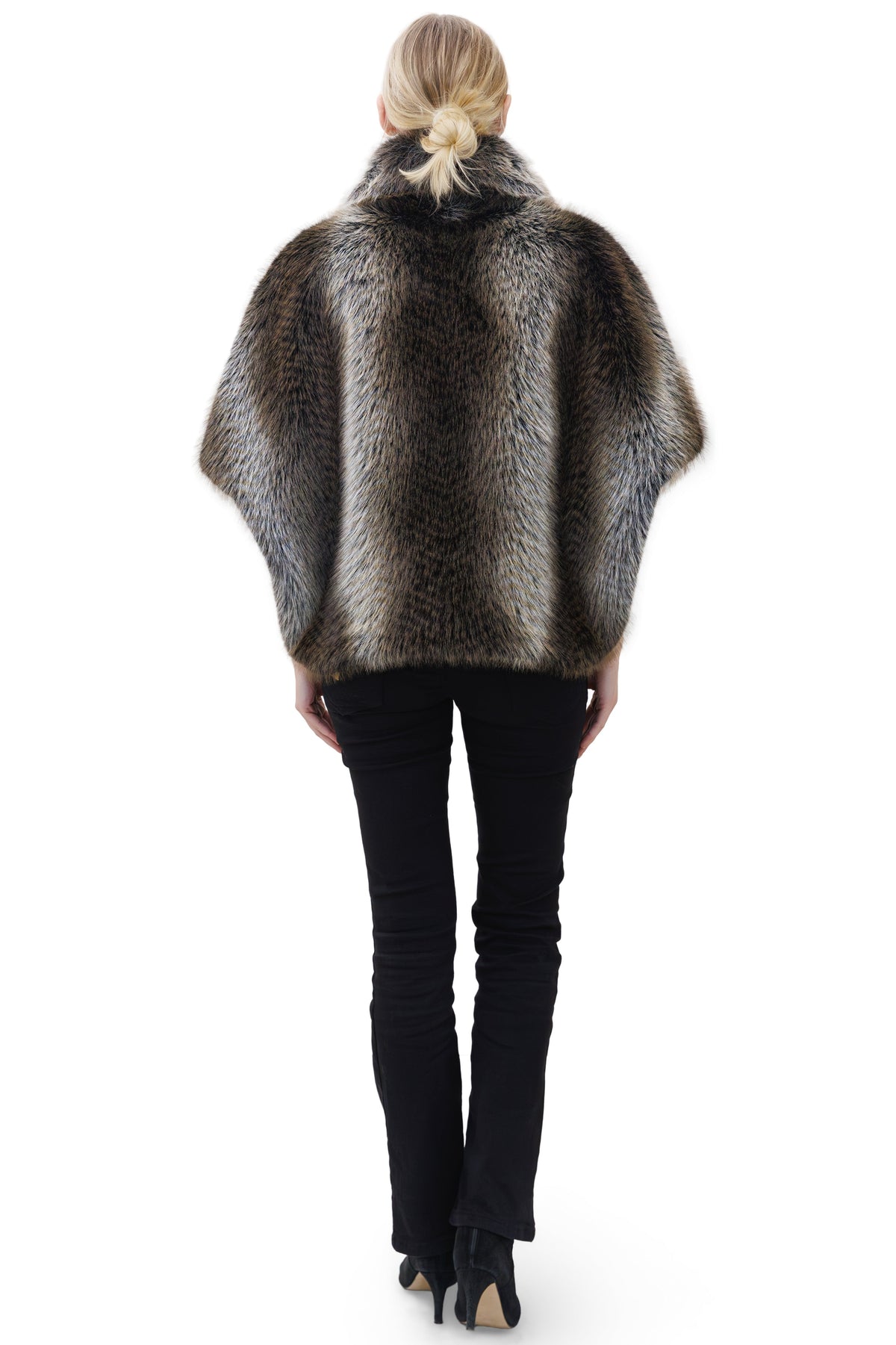 Greenwich- Faux Fox Zip-Front Cape