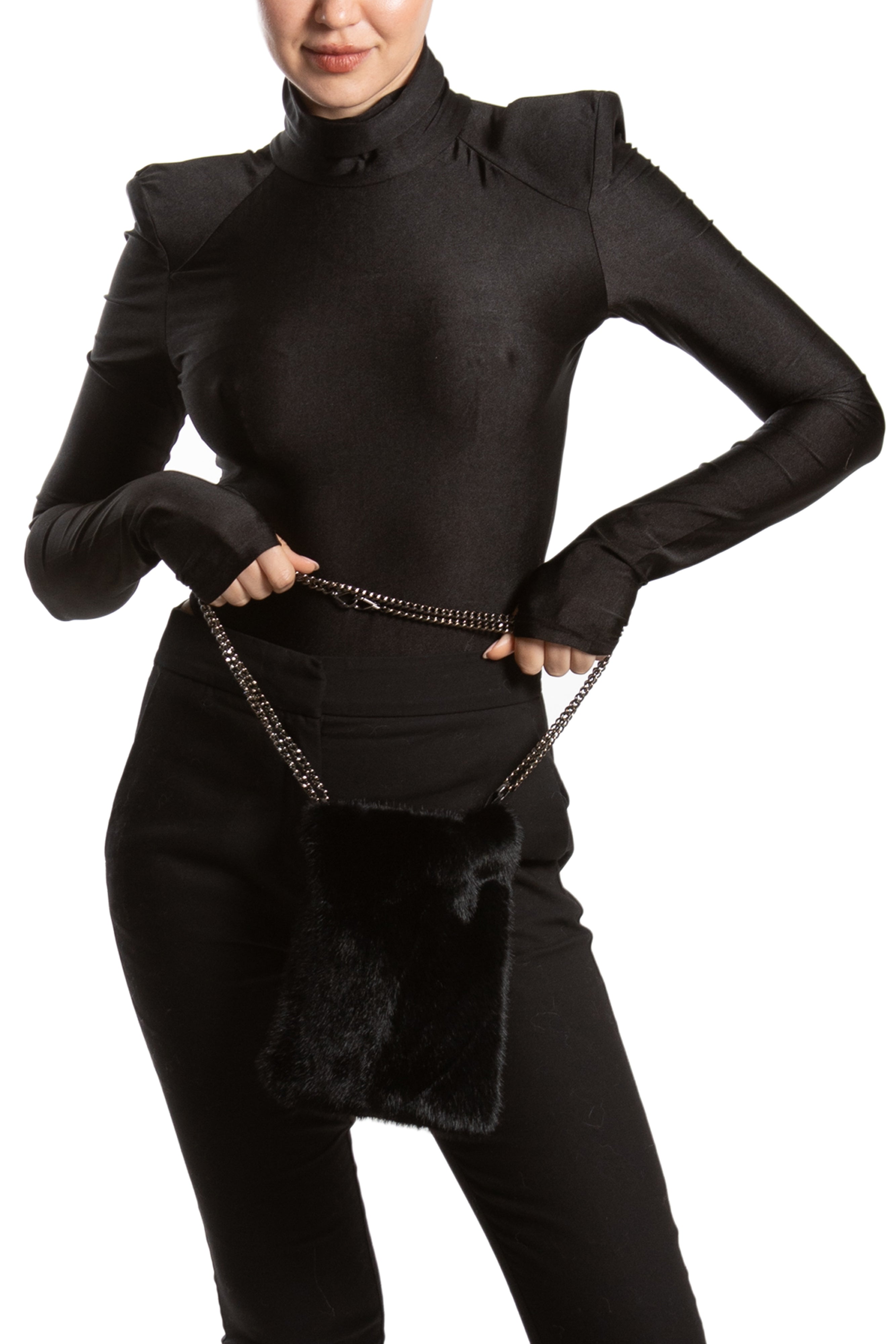 DRESDEN - Striped Faux Fur Crossbody Phone Case