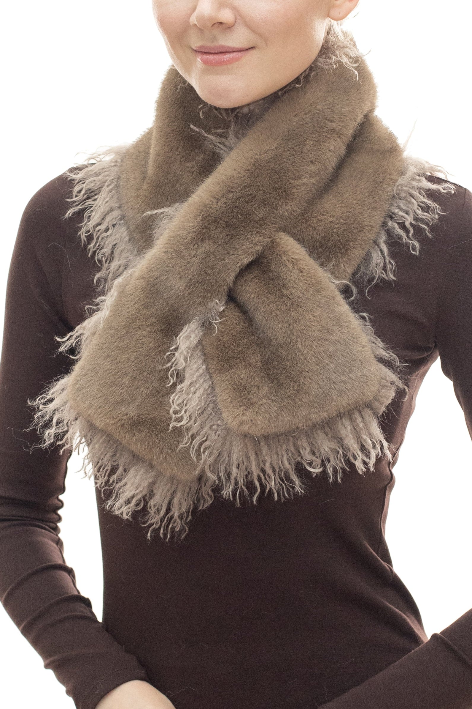 Wildflower - Reversible Faux Fur Pull-Through Scarf