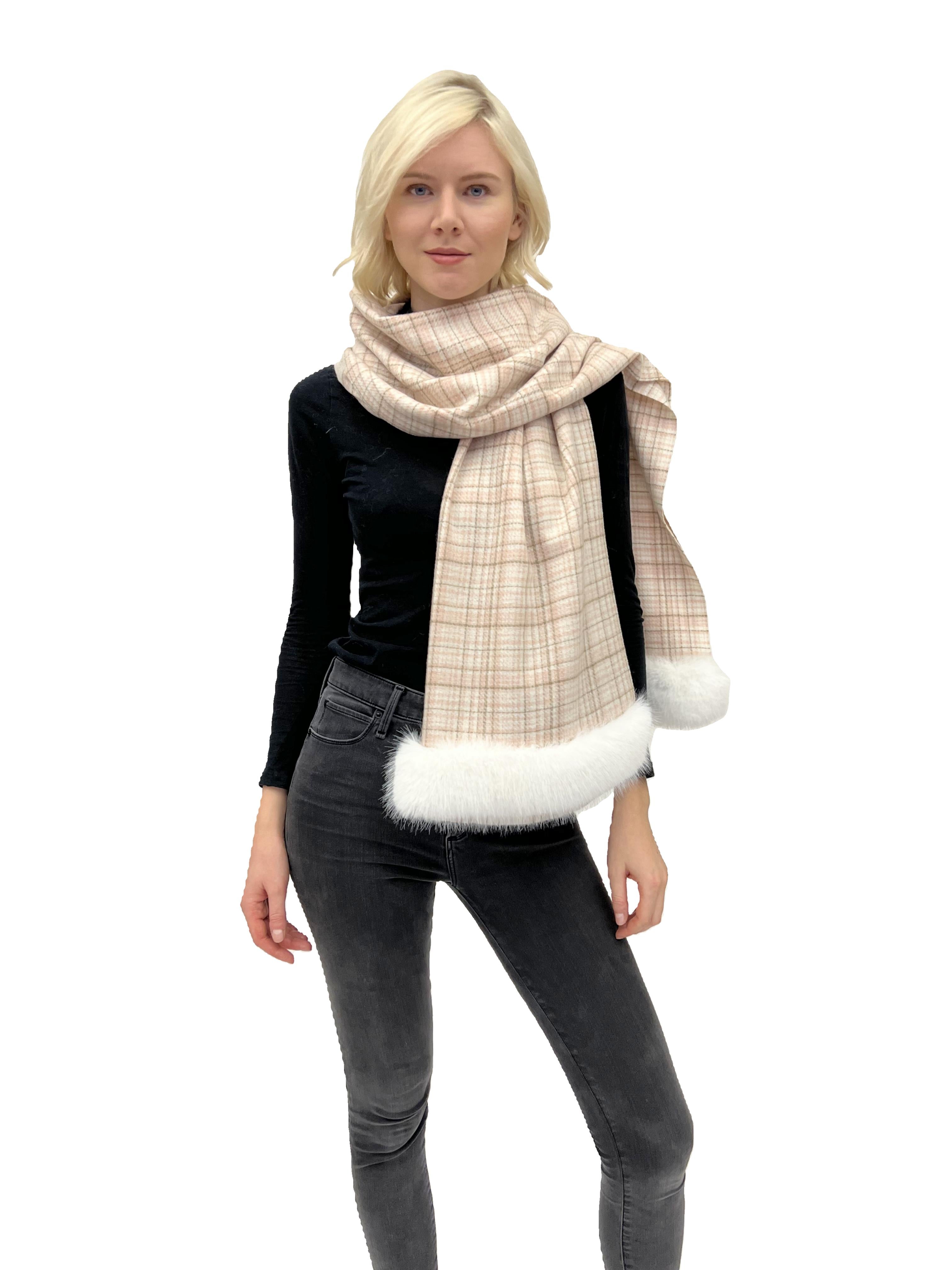 Wool Blend Scarf with Pom Poms