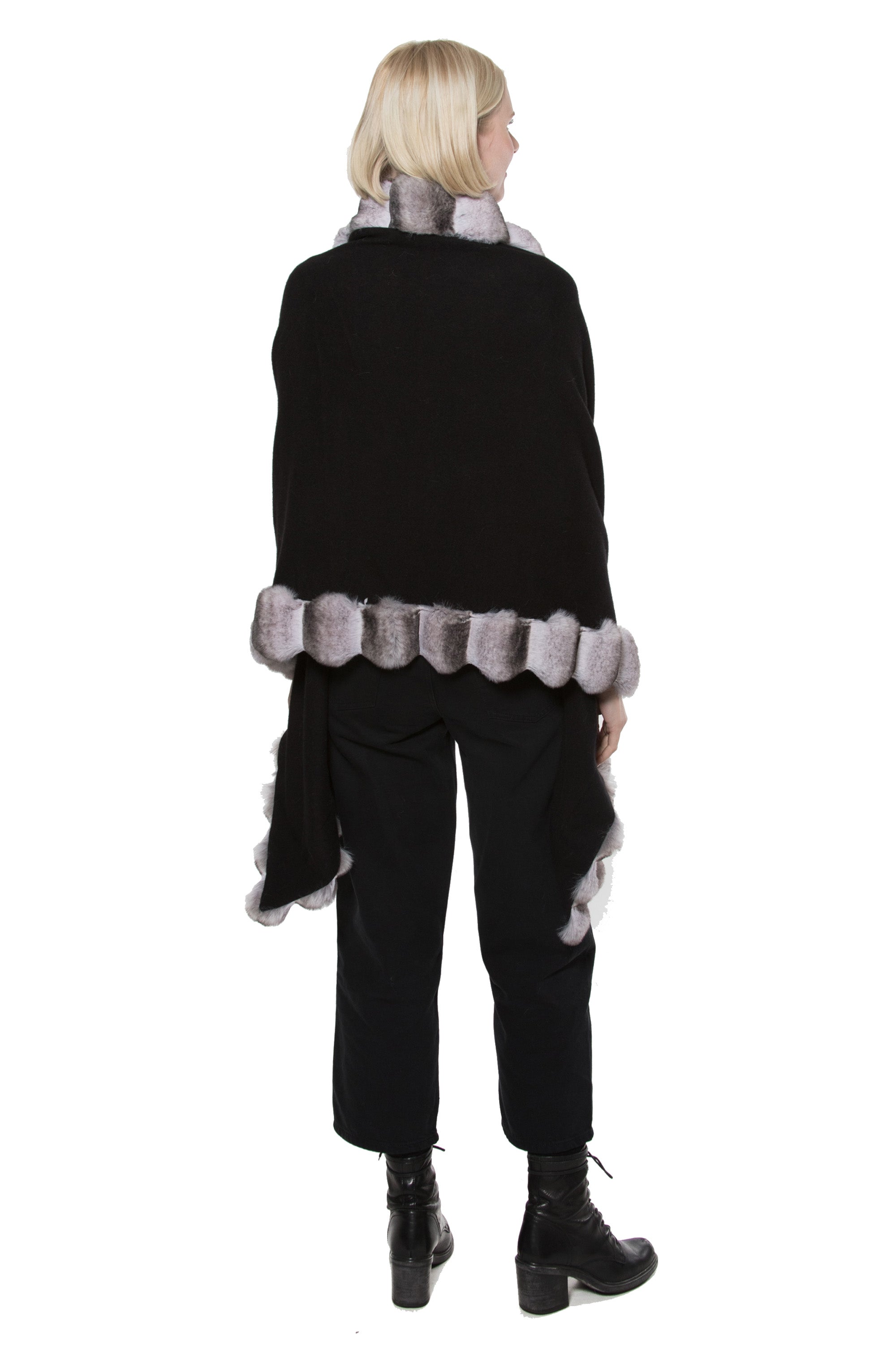 Oslo- Faux Fur Trim Wool & Cashmere Ruana