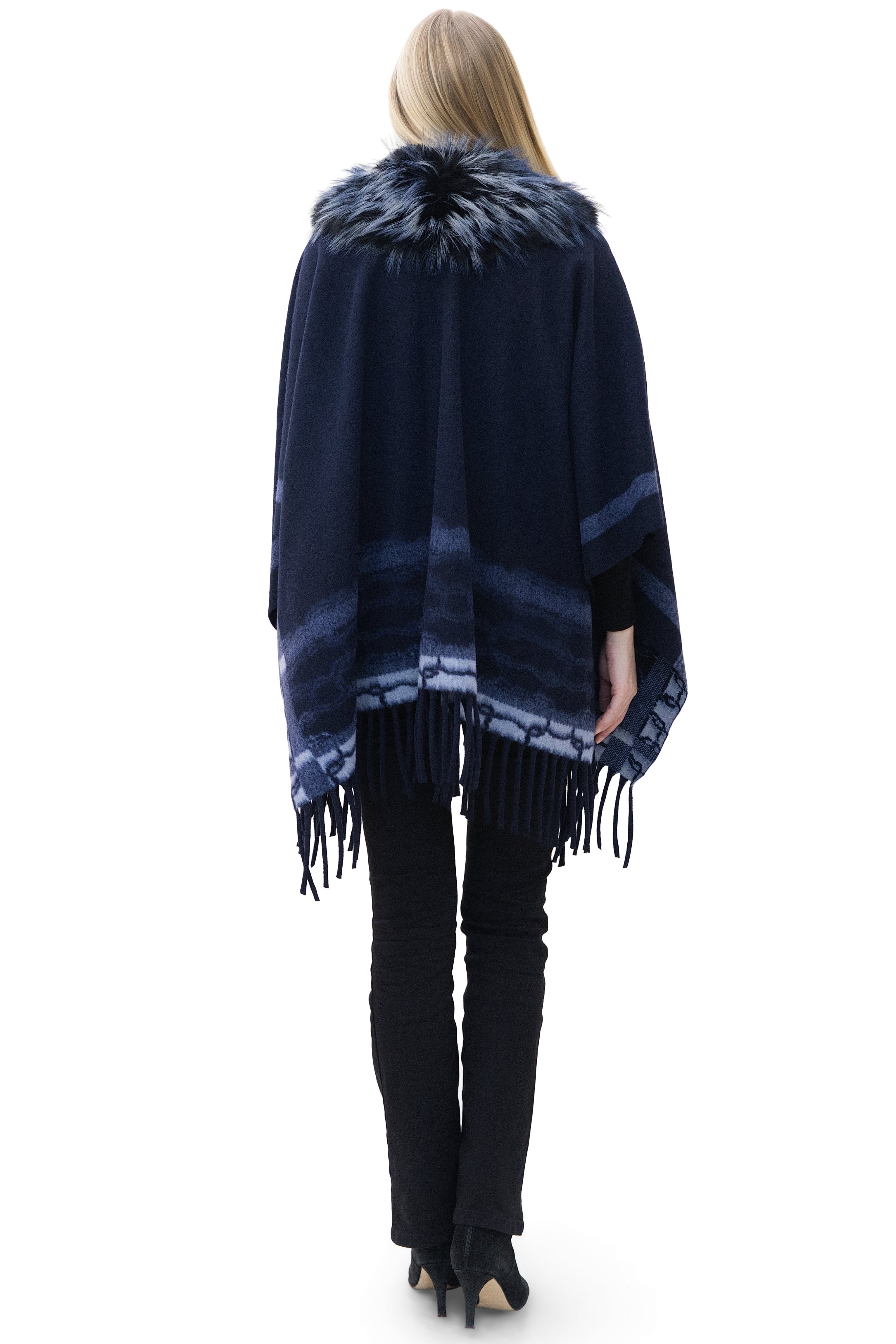 Montauk- Faux Fur-Trim & Wool-Blend Wrap