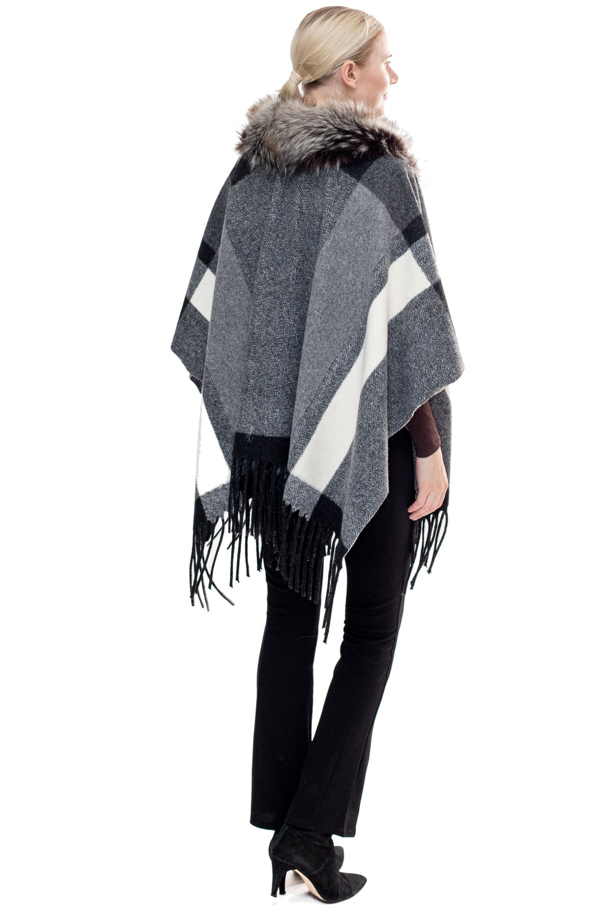 Montauk- Faux Fur-Trim & Wool-Blend Wrap