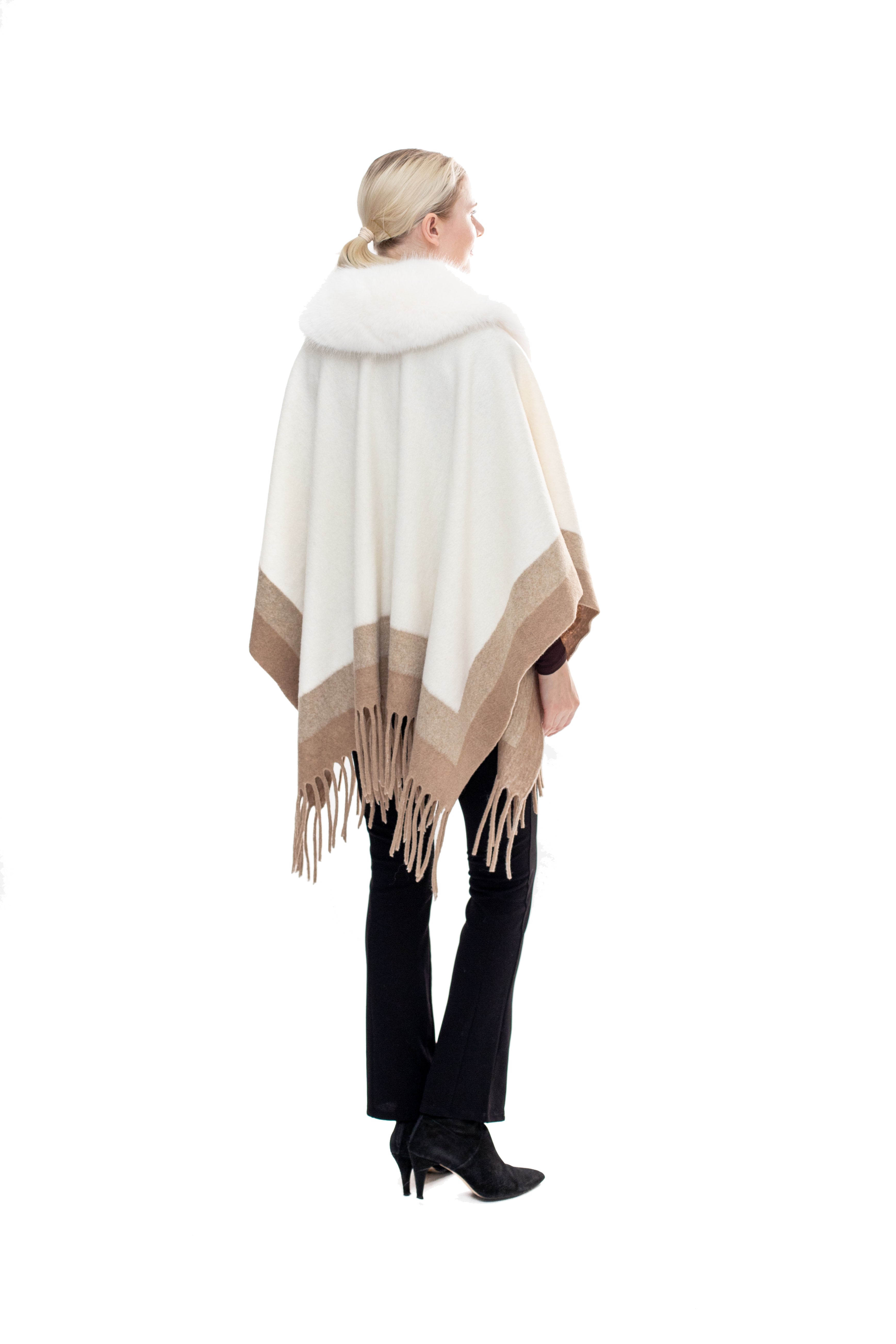 Montauk- Faux Fur-Trim & Wool-Blend Wrap