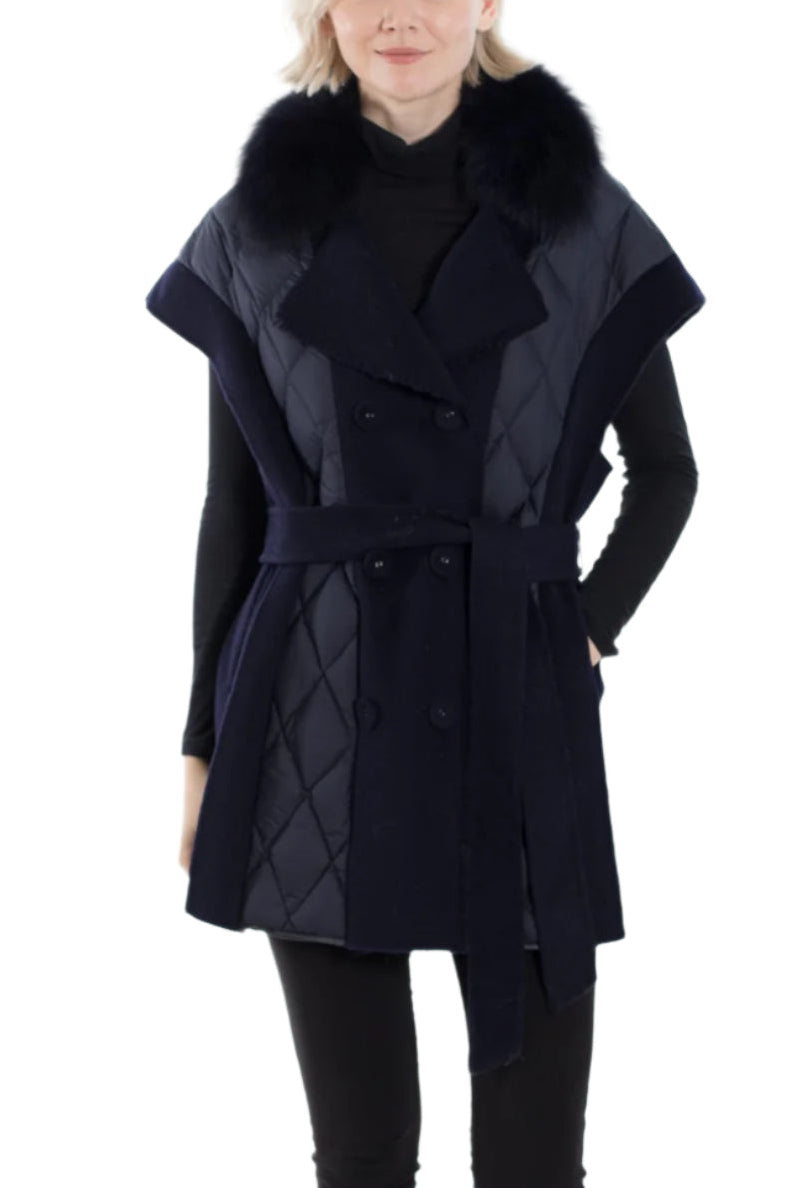Over-Sized Shoulder Faux Fur Vest with Belt