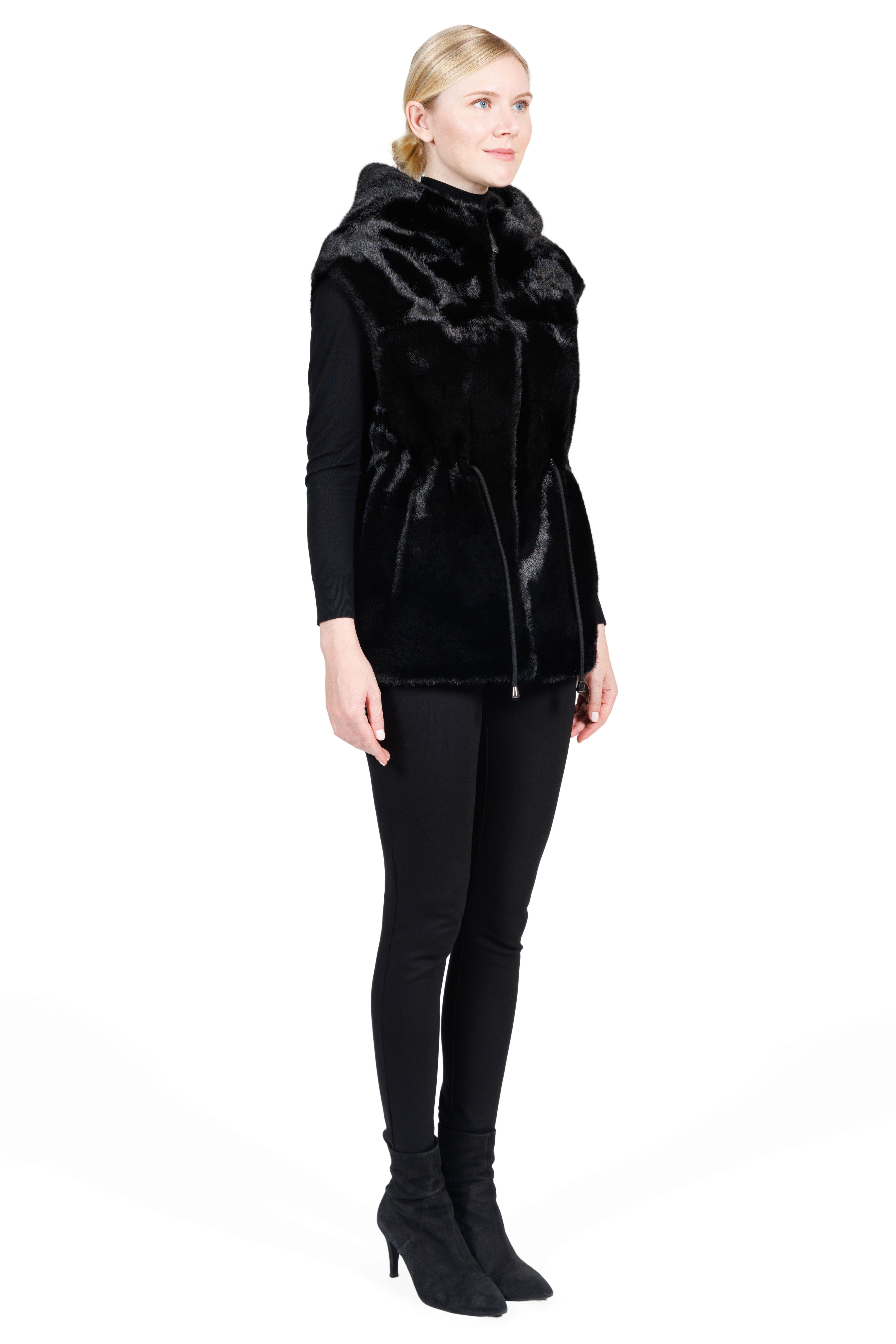 Riverside - Faux Mink Hooded Faux Fur Vest