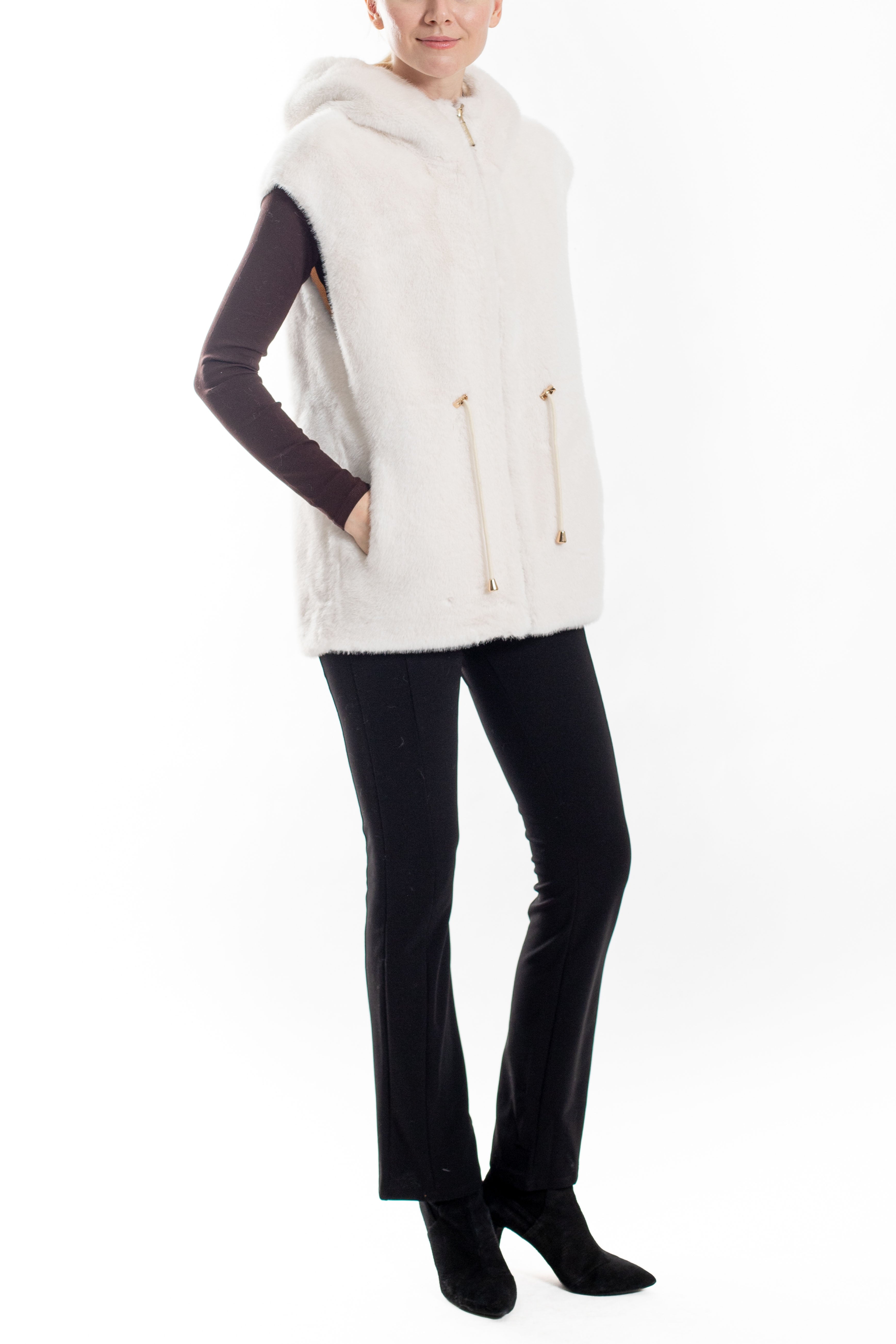 Riverside - Faux Mink Hooded Faux Fur Vest