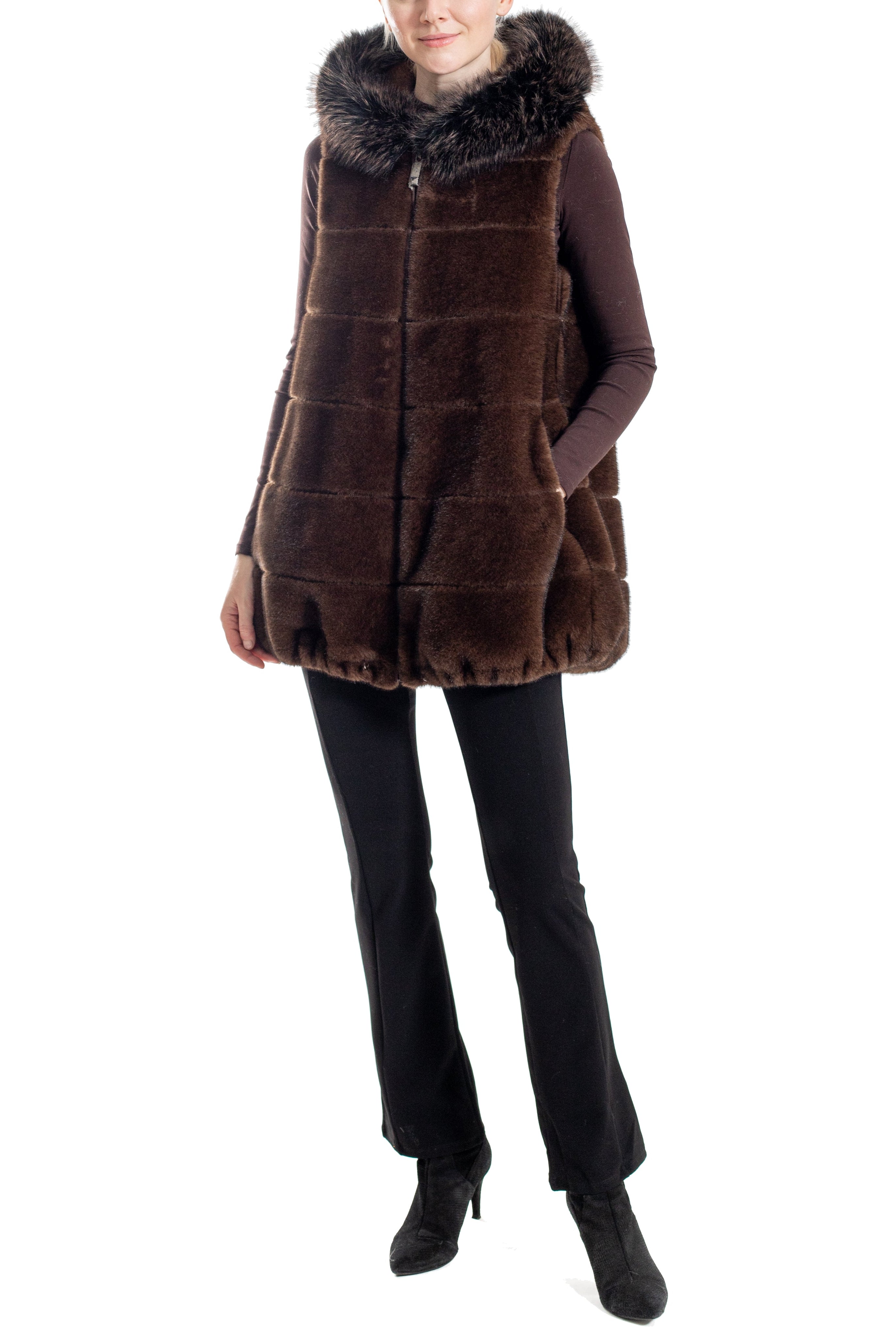 Georgetown - Oversized Faux Fur Hooded Vest