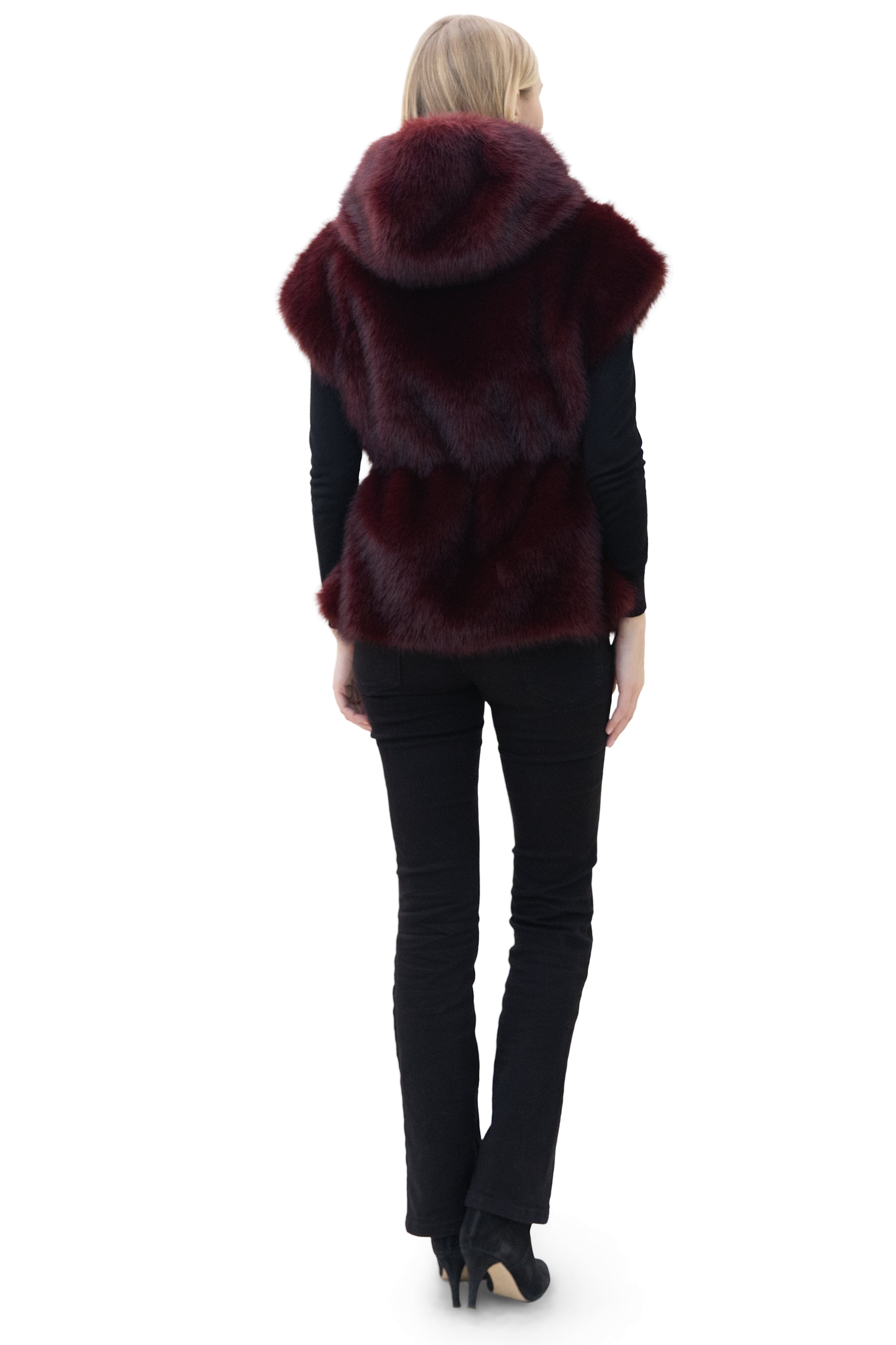 Hydra- Faux Fox Hooded Drawstring Vest