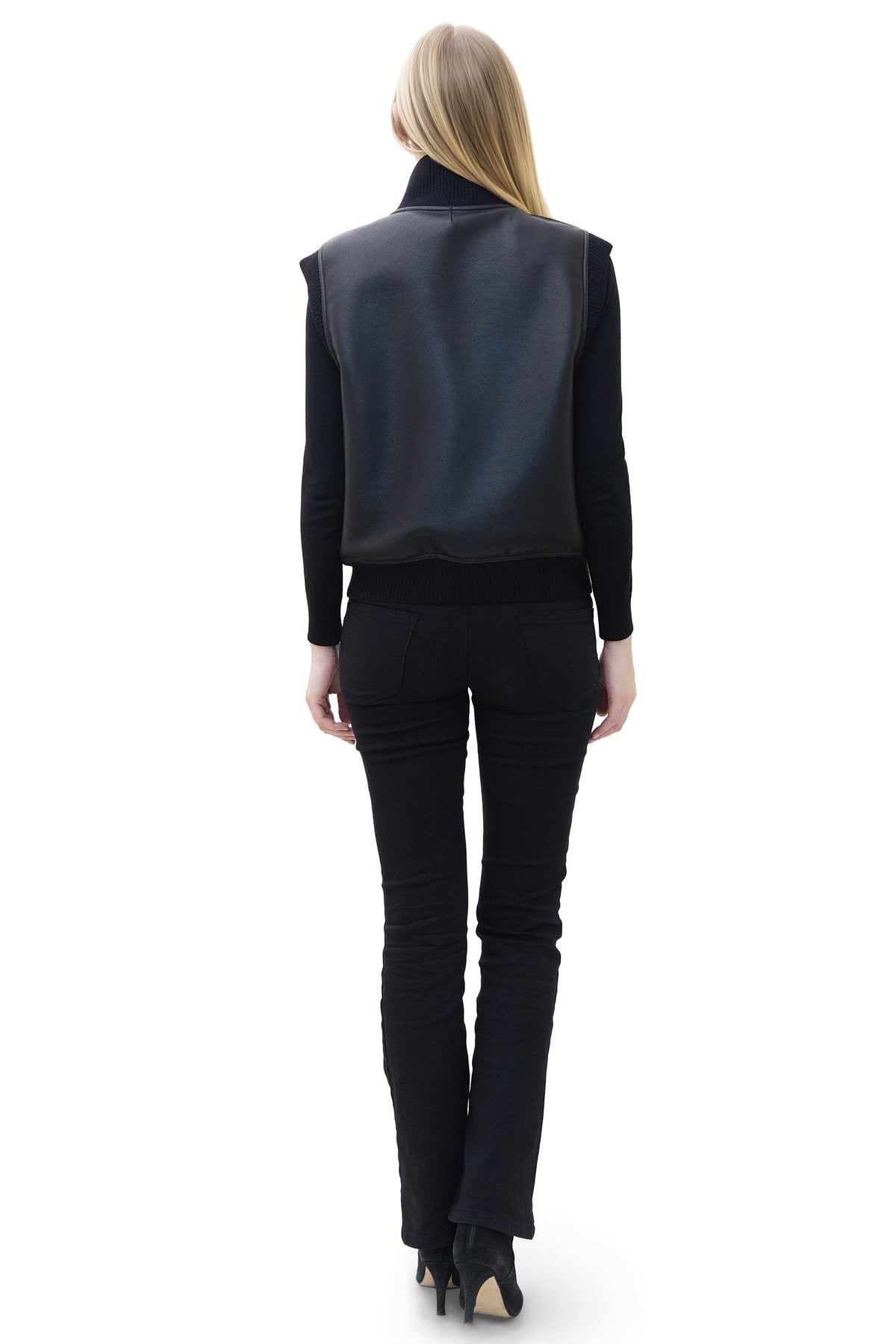 Locarno- Reversible Faux Lamb Shearling Vest with Knit Trim