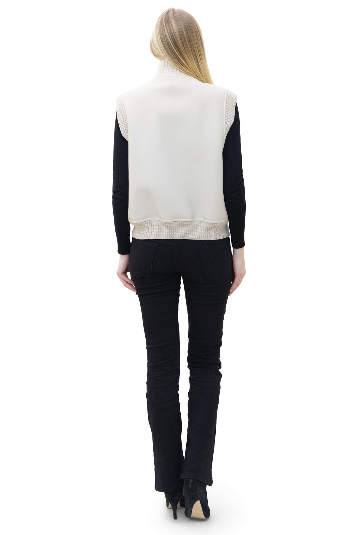 Locarno- Reversible Faux Lamb Shearling Vest with Knit Trim