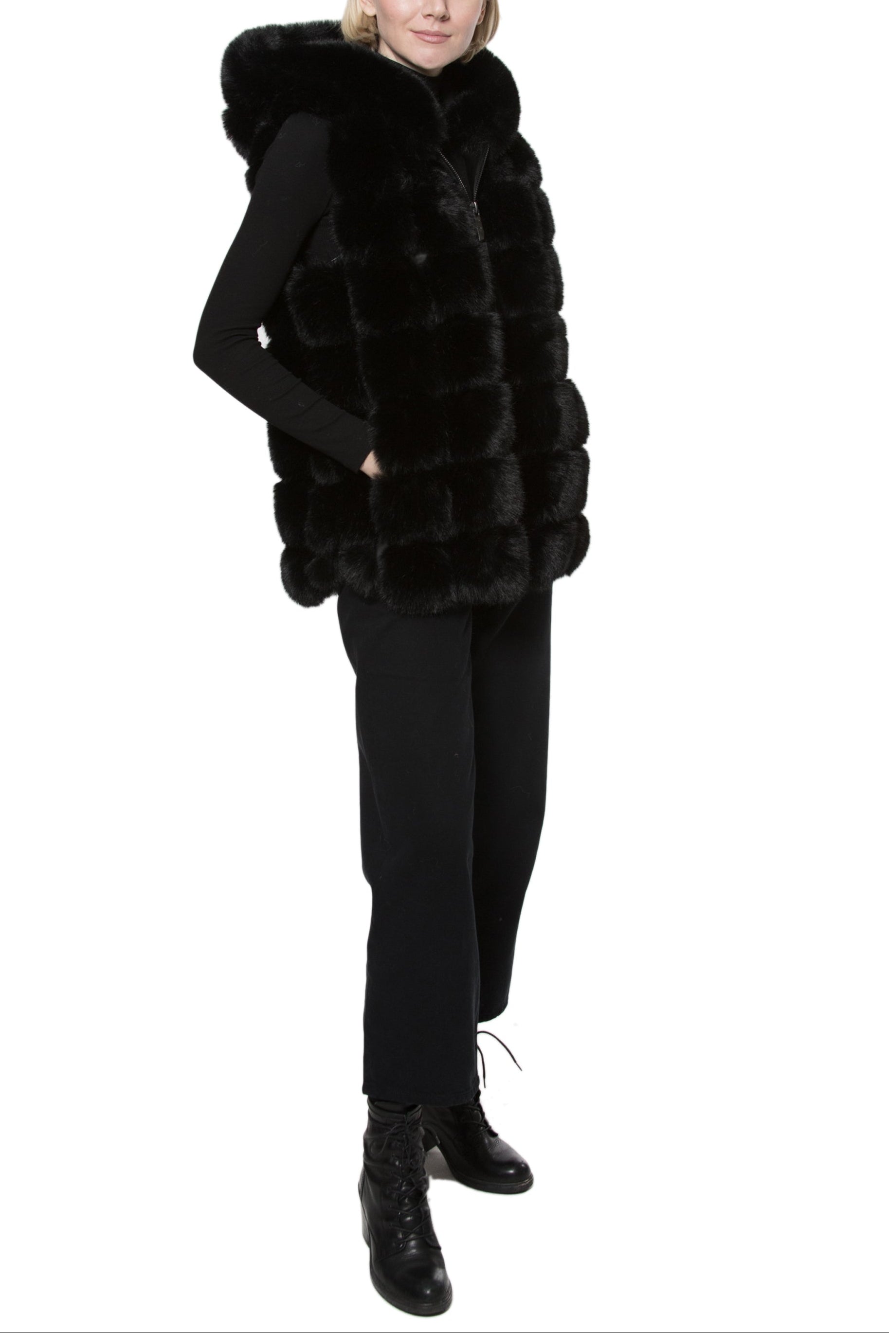 LILLE- Faux Fur Hood Vest