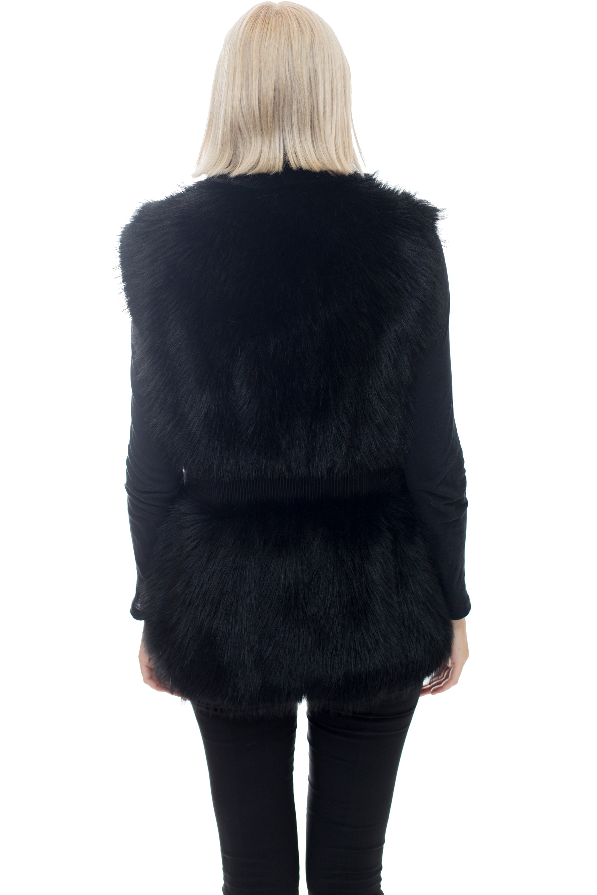 CALI - Faux Fur Vest with Ribbed Waist Detail