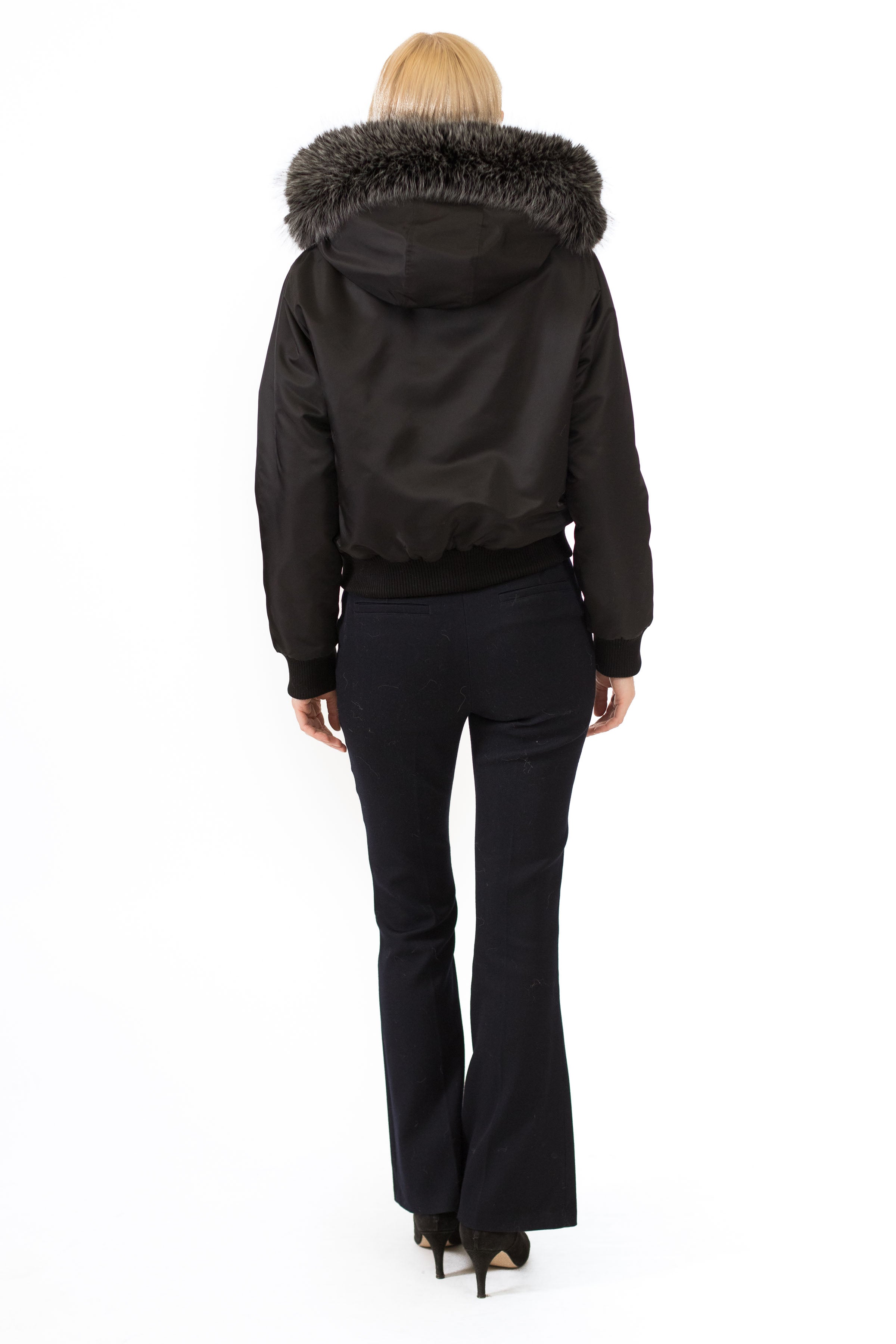 KEMI - Microfabric Short Jacket with Fox Hood
