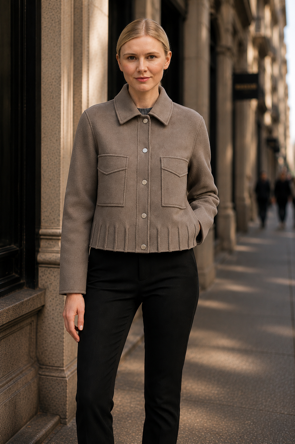 Odense- Cashmere Cropped Jacket with Detail Stitching