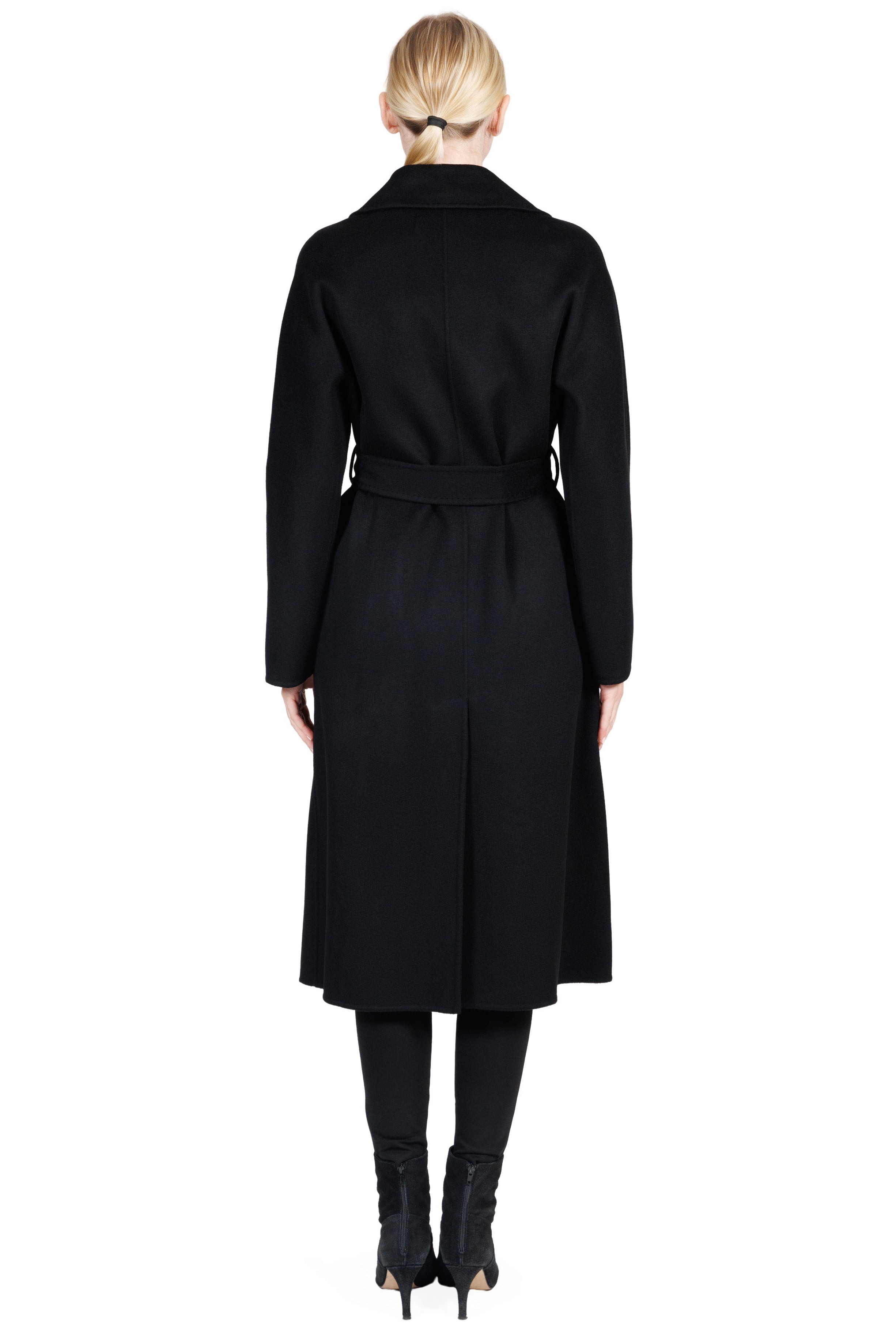 Narvik - 100% double-faced cashmere double-breasted long coat with optional belt and back slit