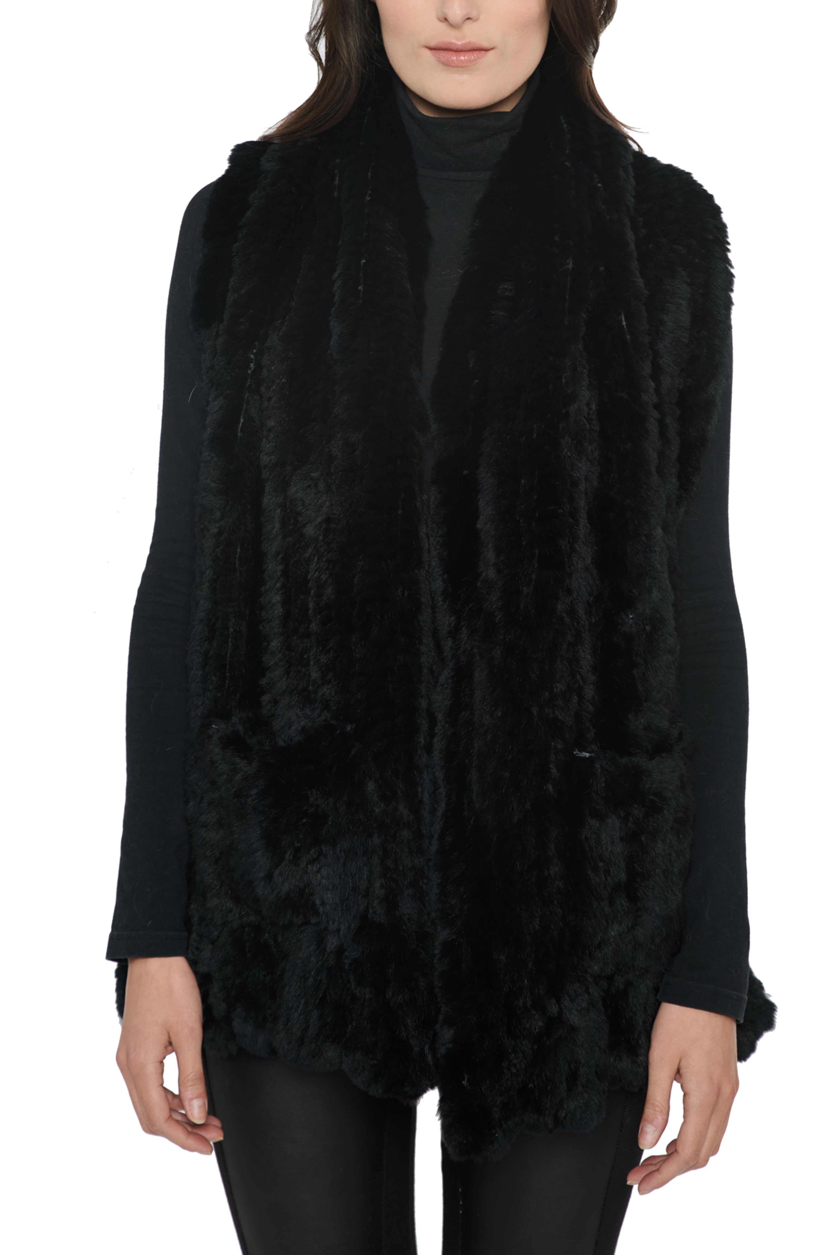 REGEN - Knitted Rex Rabbit Wrap with Pockets