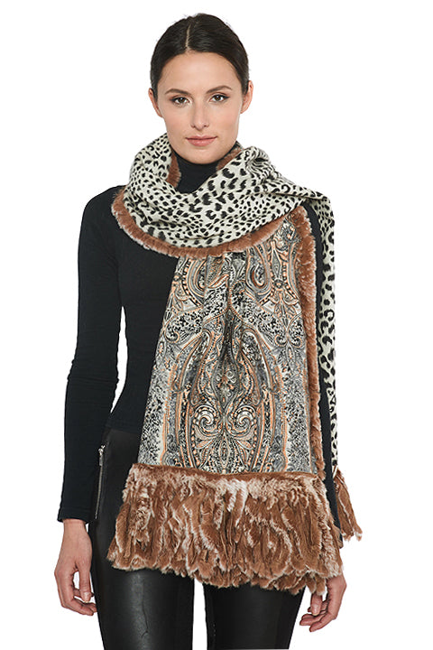 Dax - Double-Sided 100% Cashmere Wrap with Rex Trim