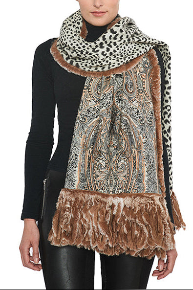 Dax - Double-Sided 100% Cashmere Wrap with Rex Trim