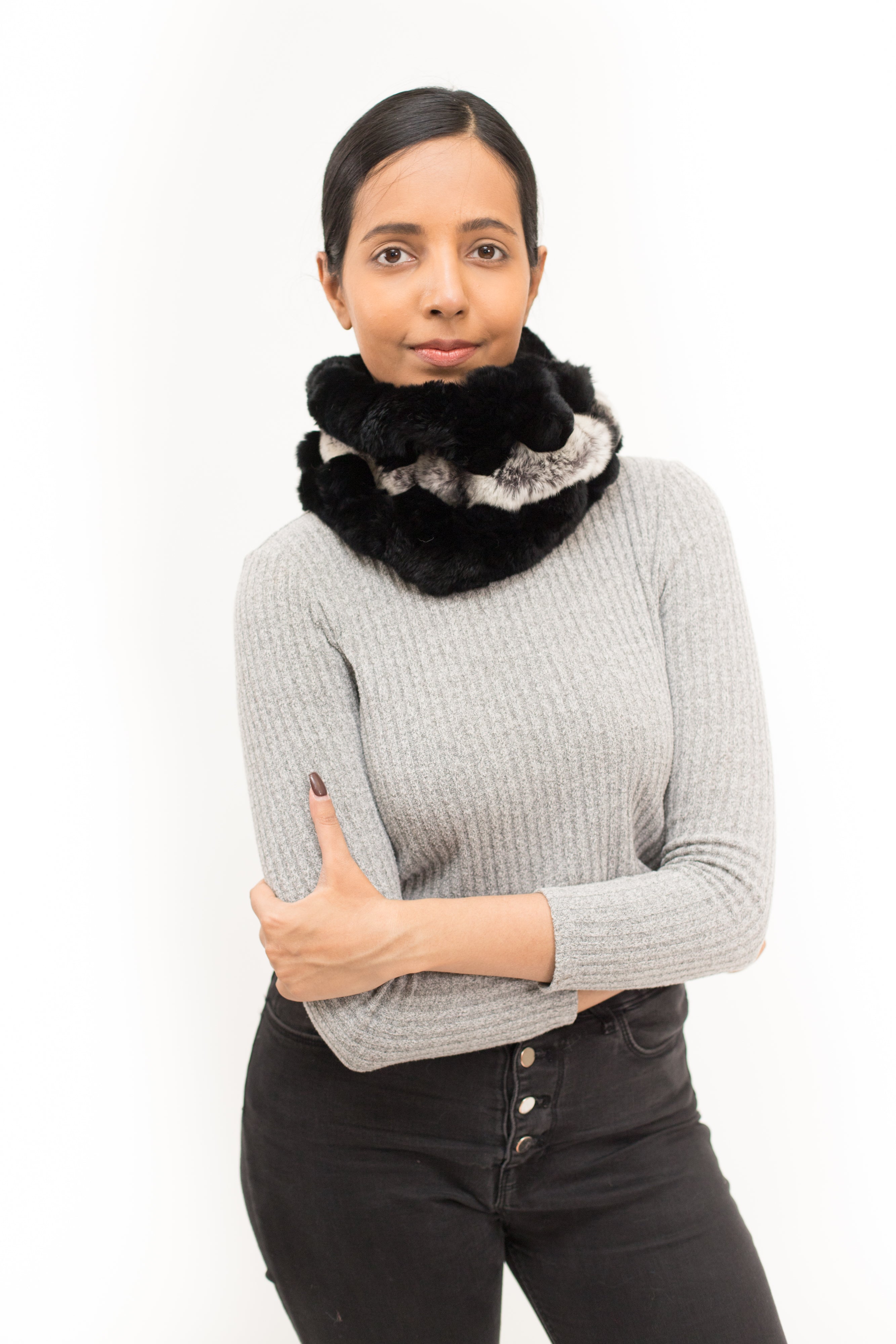 POCATELLA - Knitted Rex Rabbit Cowl Infinity Scarf