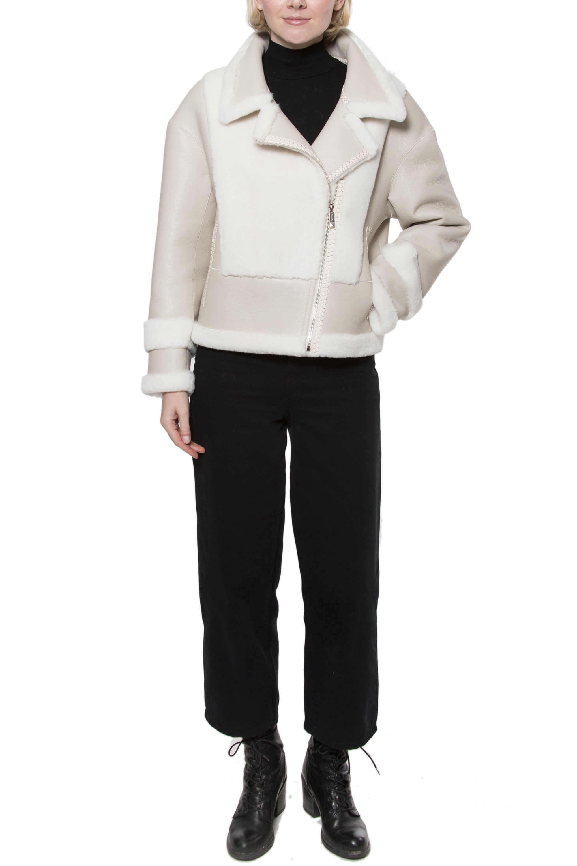 LILA - Reversible moto faux fur jacket