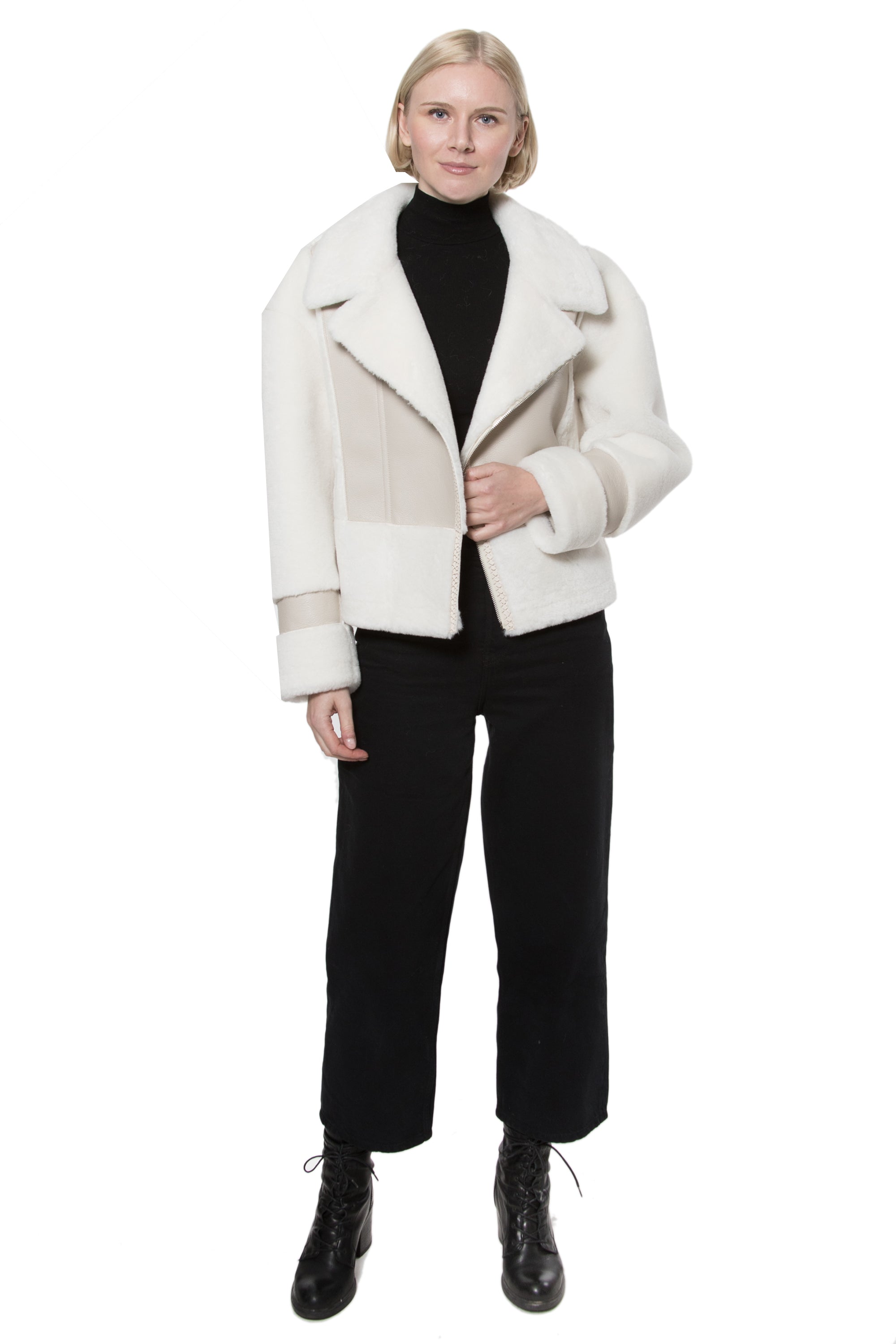 LILA - Reversible moto faux fur jacket
