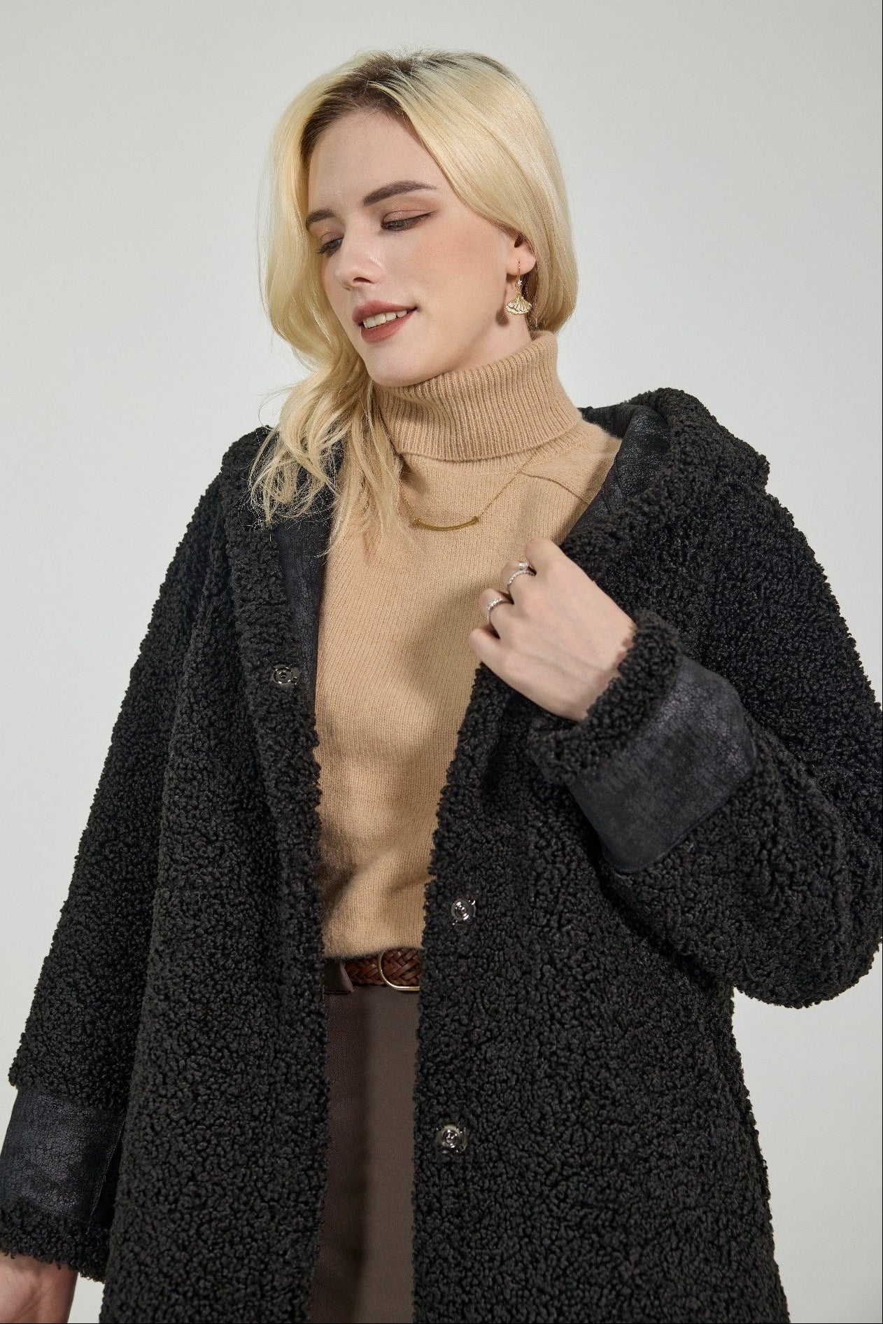 Starlake - Reversible faux sherpa coat with hood