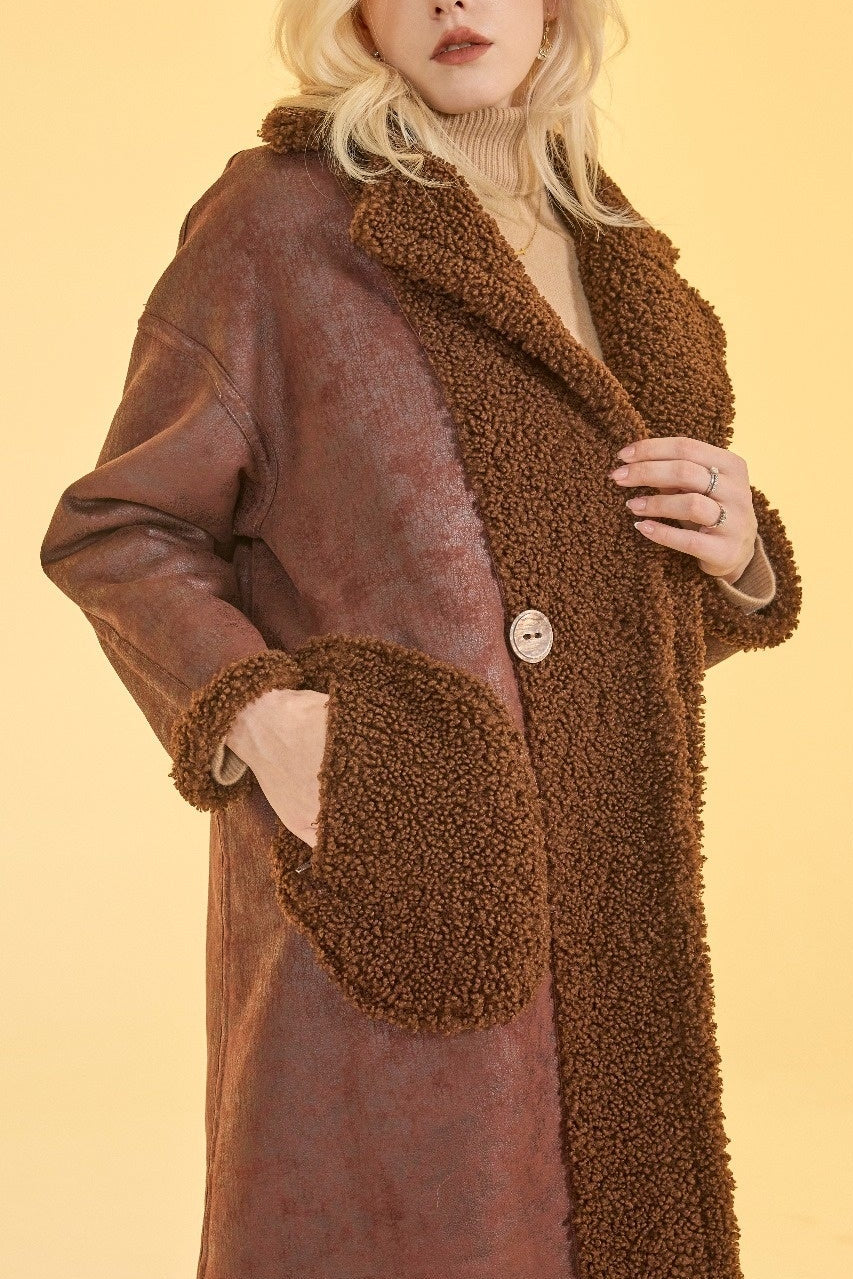 Birchwood - Reversible faux sherpa coat with notch collar