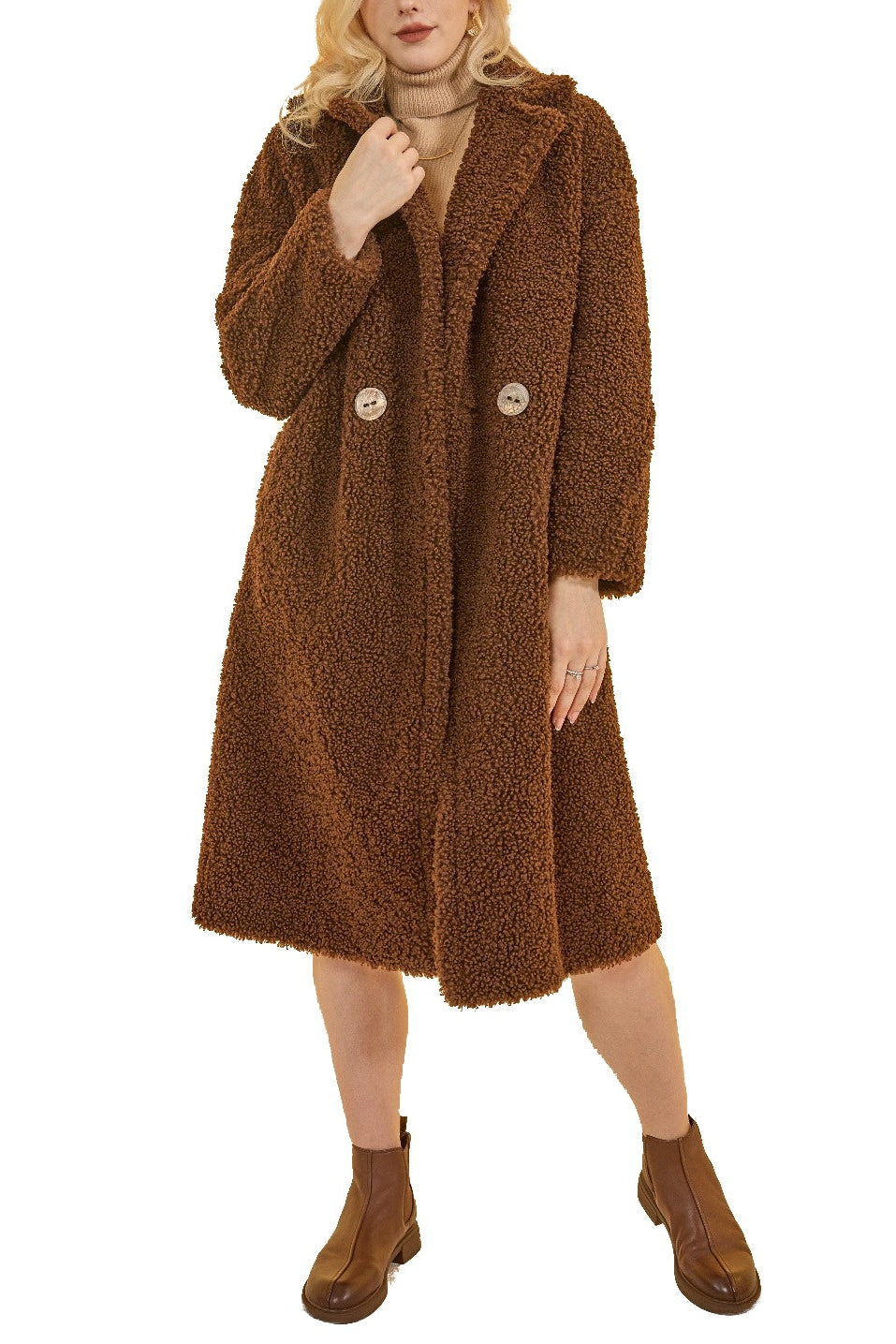 Birchwood - Reversible faux sherpa coat with notch collar