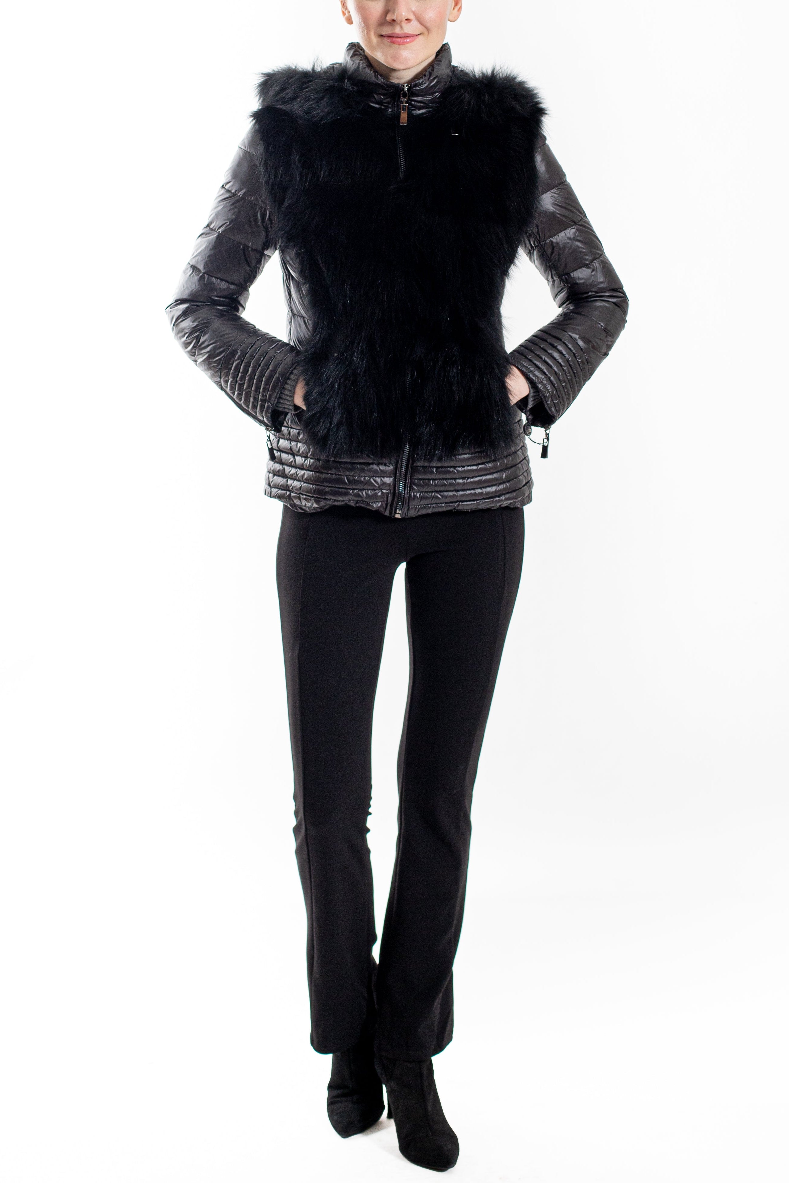 ELKO - Lightweight Down Hooded Jacket with Fox Front Panel
