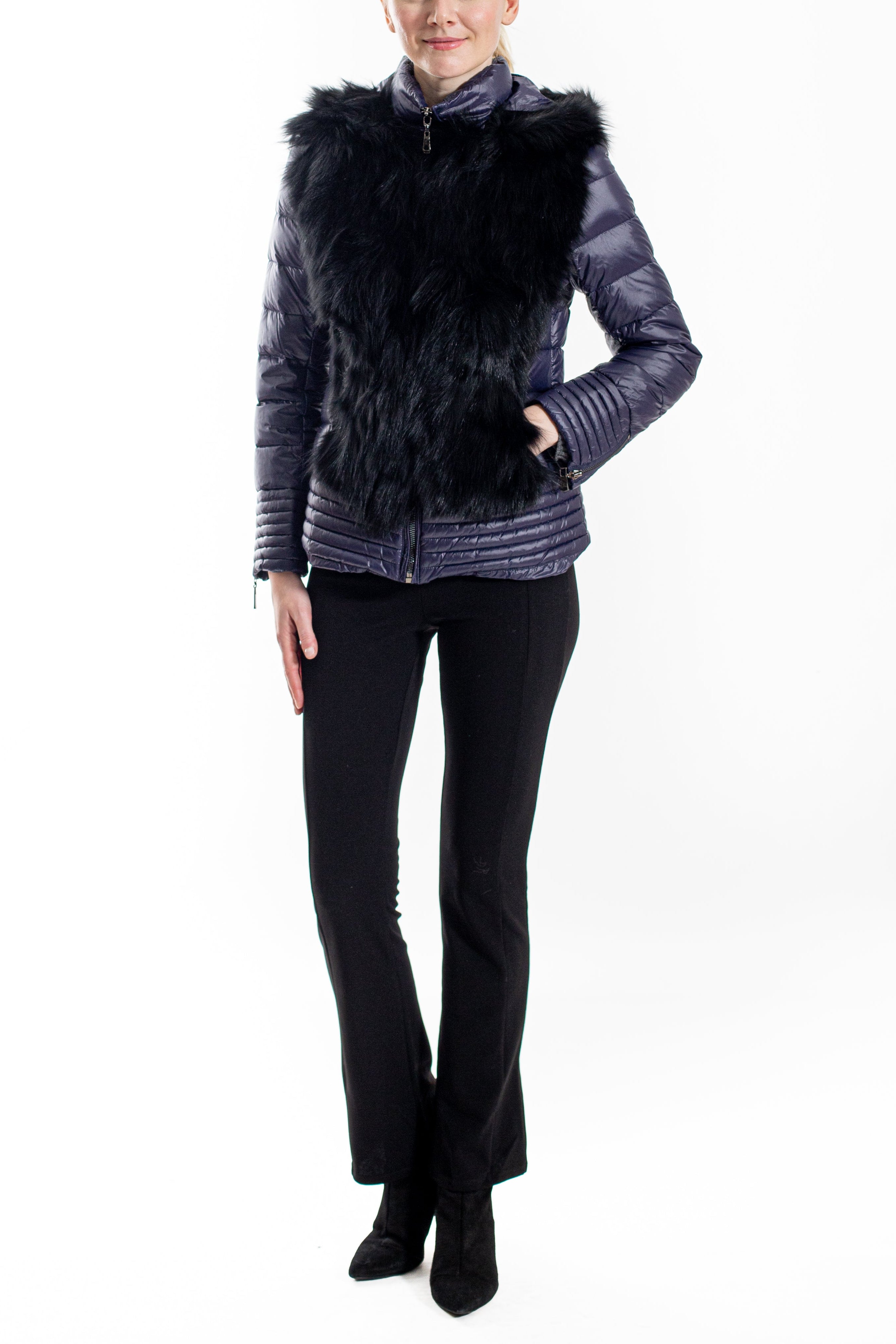 ELKO - Lightweight Down Hooded Jacket with Fox Front Panel