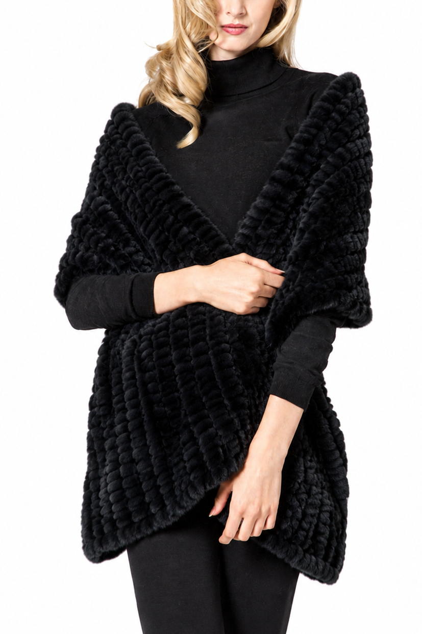 REGEN - Knitted Rex Rabbit Wrap with Pockets